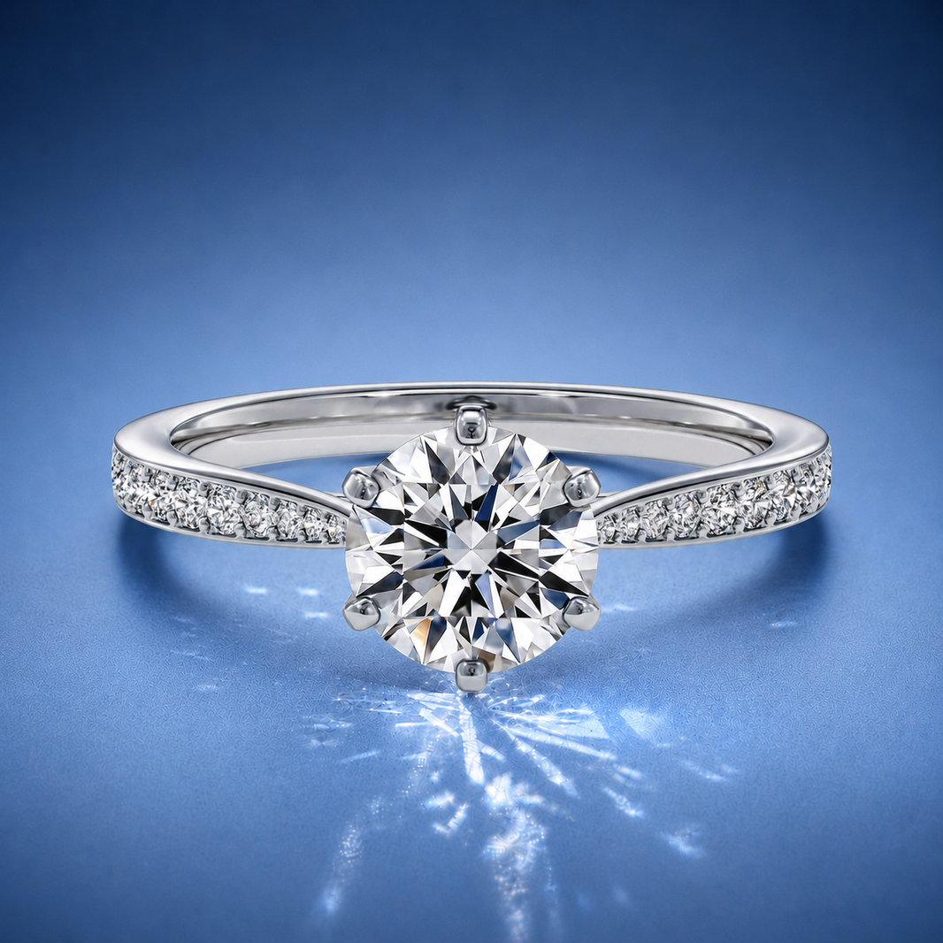 Lorelei Round Solitaire Pavé Engagement Ring