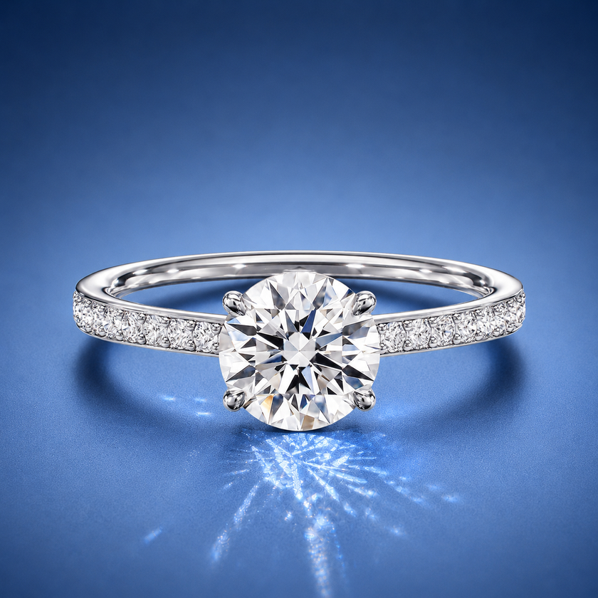 Arabella Round Solitaire Pavé Engagement Ring
