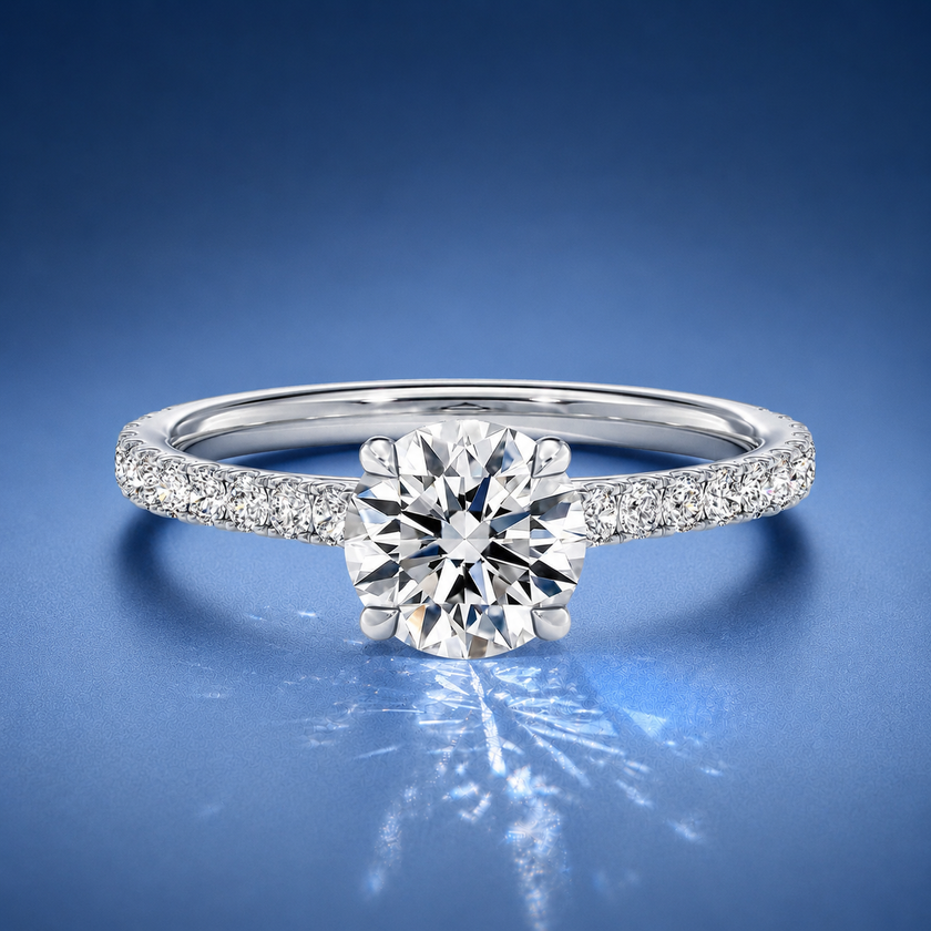 Emilia Round Solitaire Pavé Engagement Ring