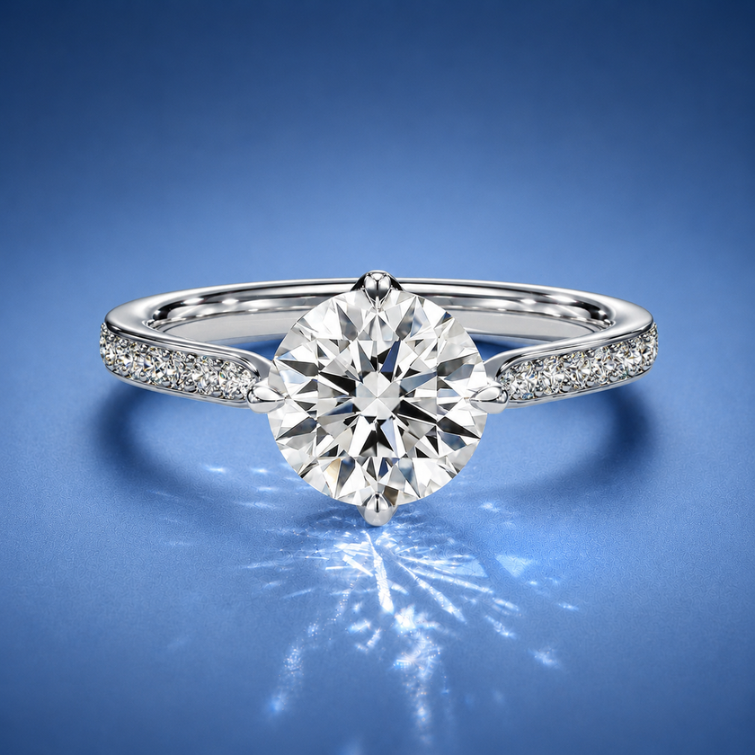 Rosette Round Solitaire Pavé Engagement Ring