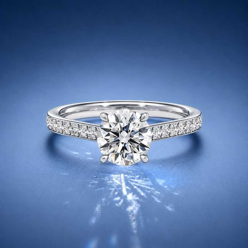 Anastasia Round Solitaire Pavé Engagement Ring