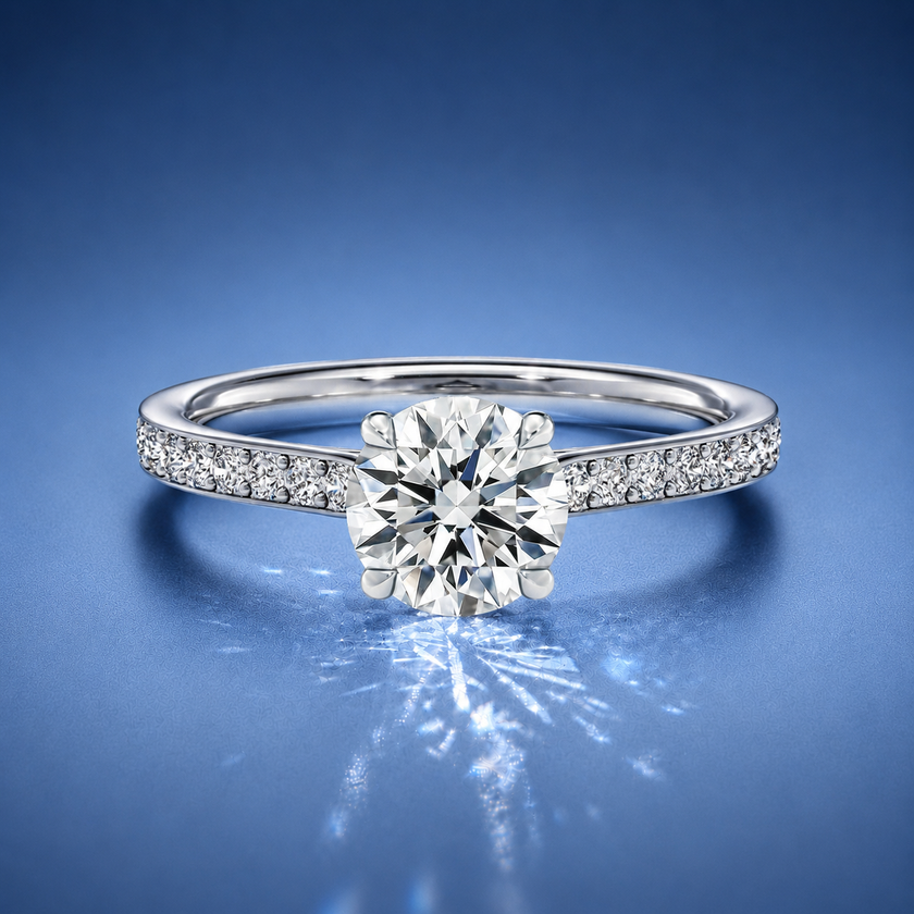Bellamy Round Solitaire Pavé Engagement Ring