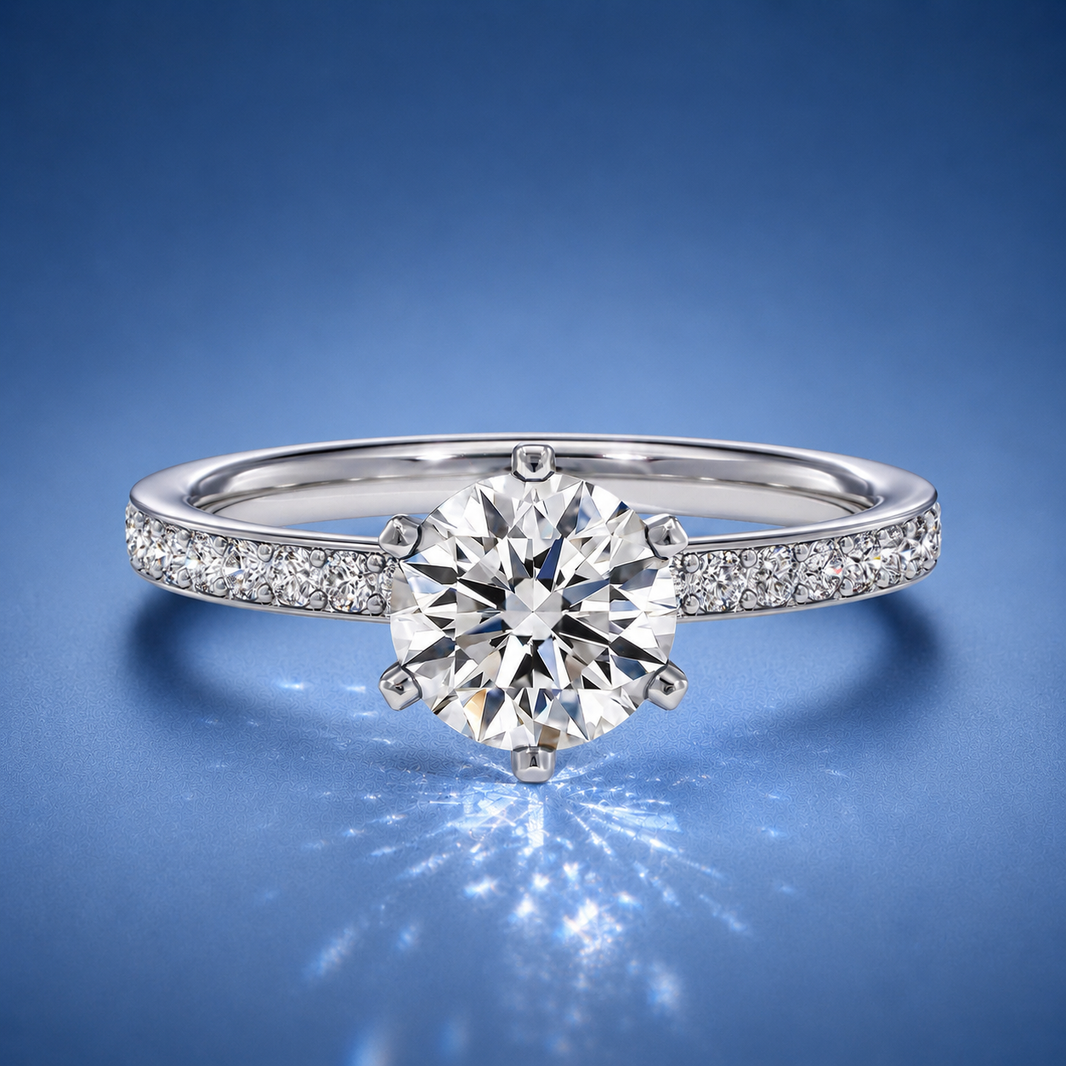 Magnolia Round Solitaire Pavé Engagement Ring
