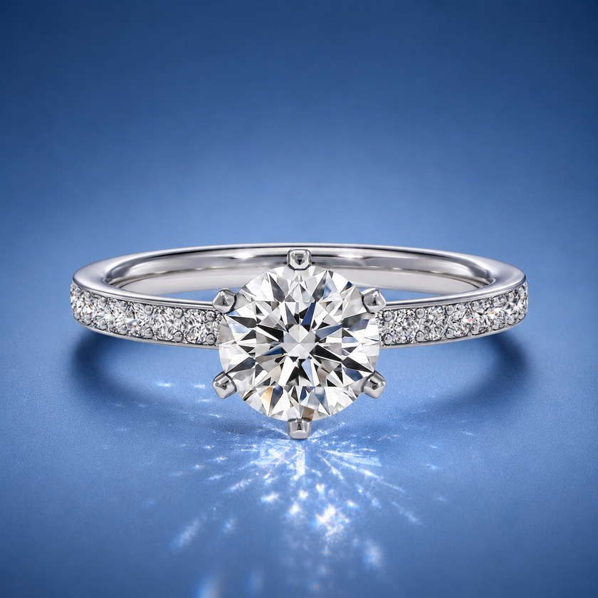 Magnolia Round Solitaire Pavé Engagement Ring