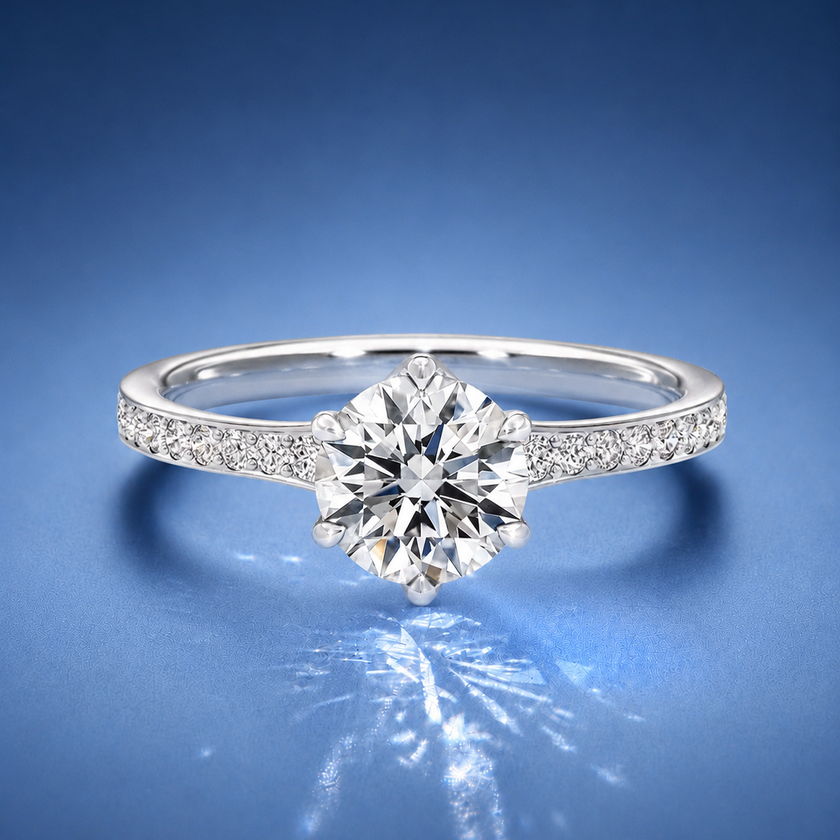 Lavinia Round Solitaire Pavé Engagement Ring