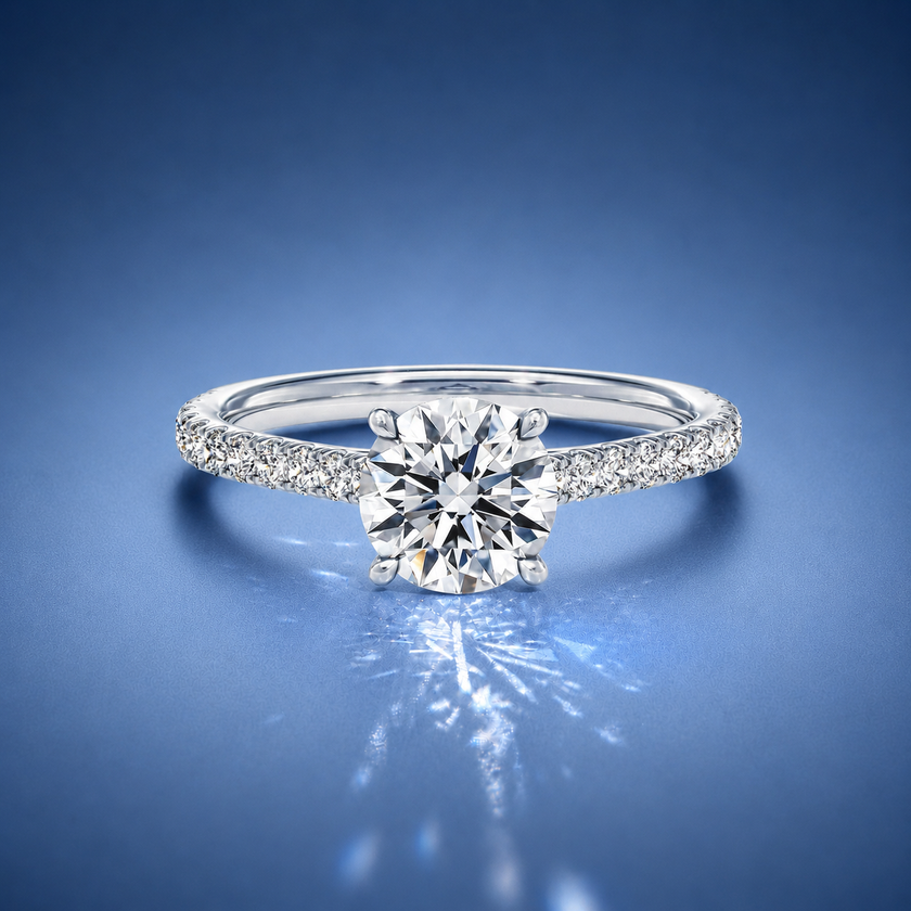 Odette Round Solitaire Pavé Engagement Ring