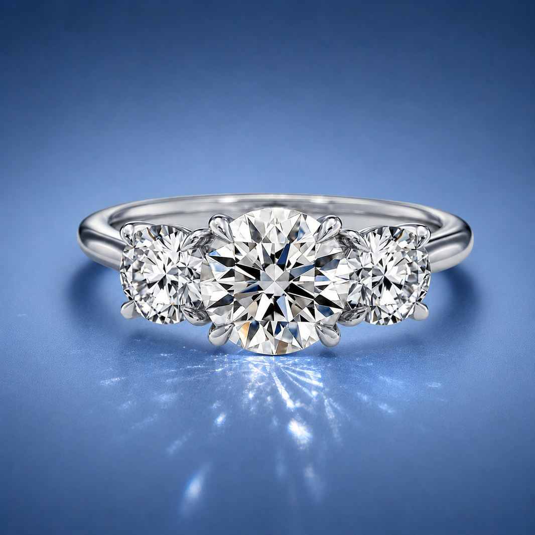 Venetia Round Three Stone Diamond Engagement Ring