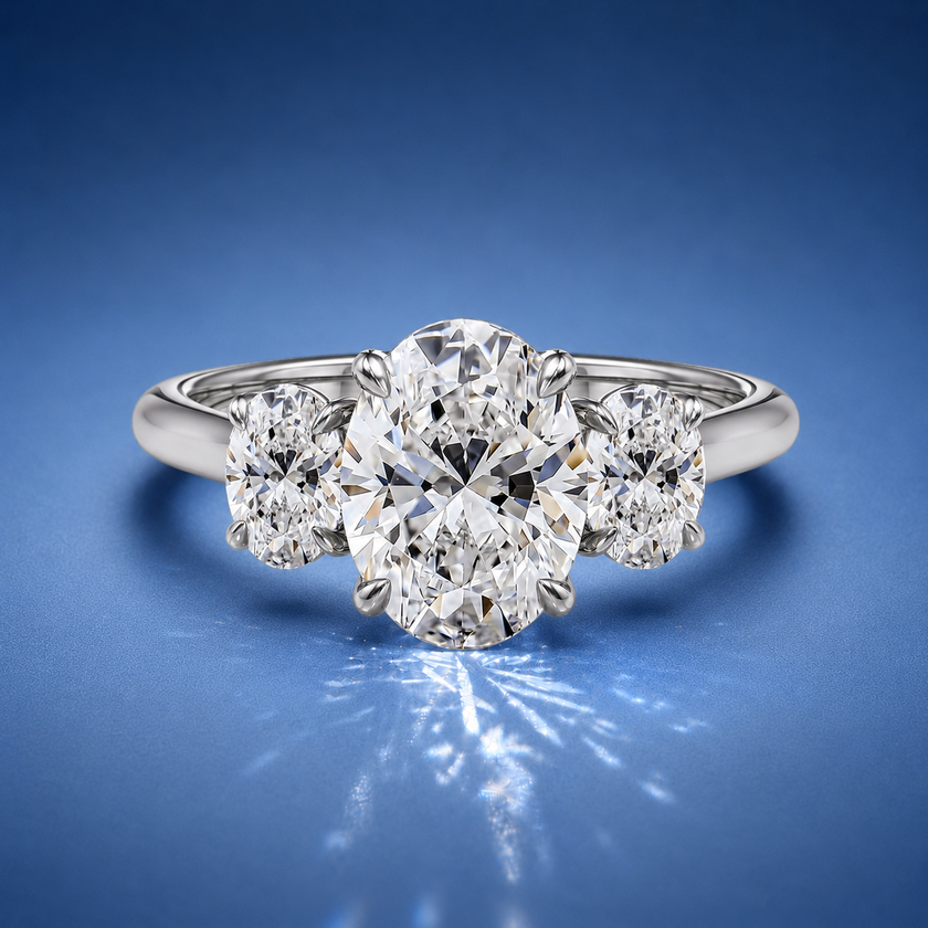 Venetia Oval Three Stone Diamond Engagement Ring