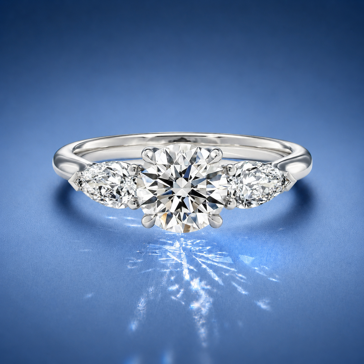 Veyrra Round Pear Side Stone Engagement Ring