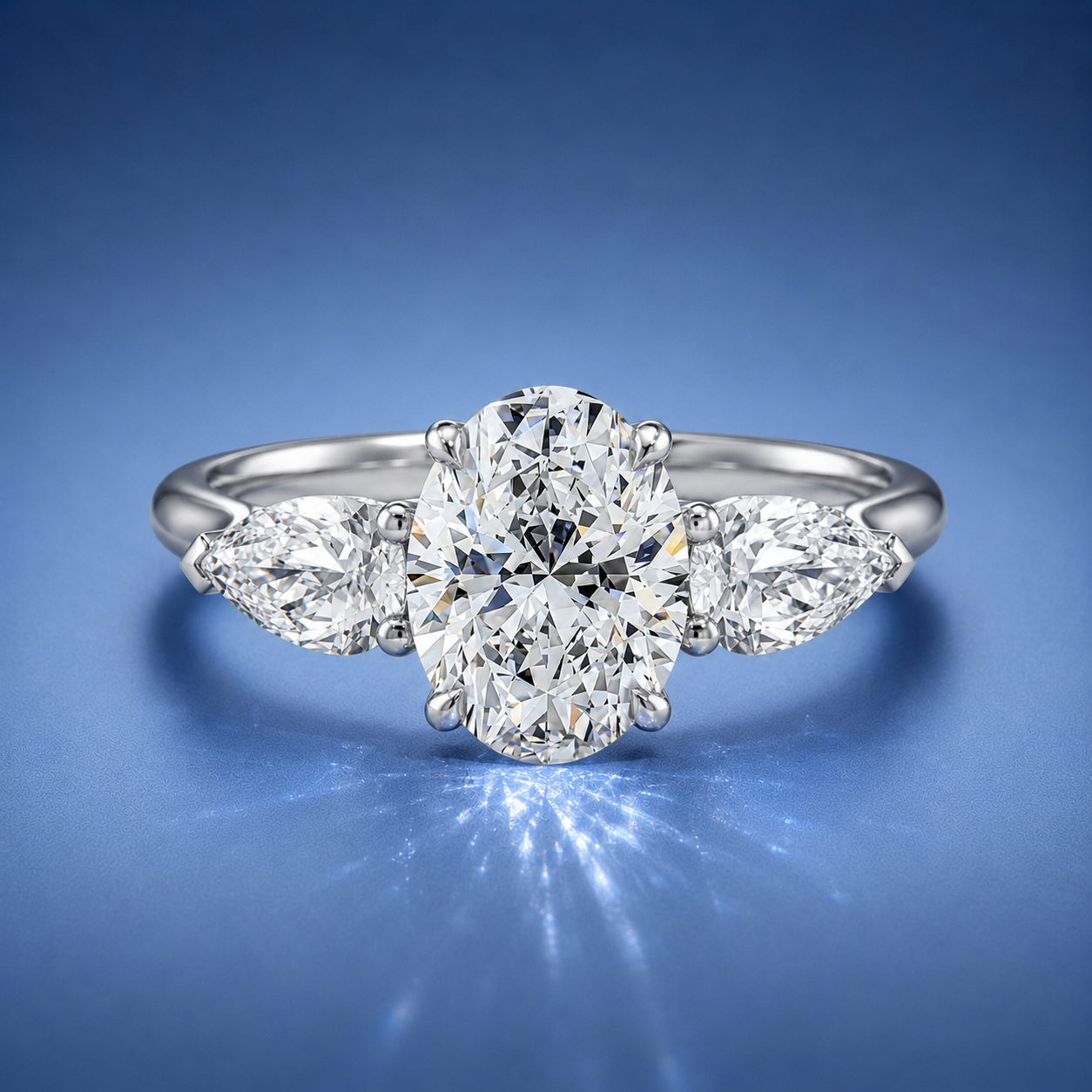 Veyrra Oval Pear Side Stone Engagement Ring