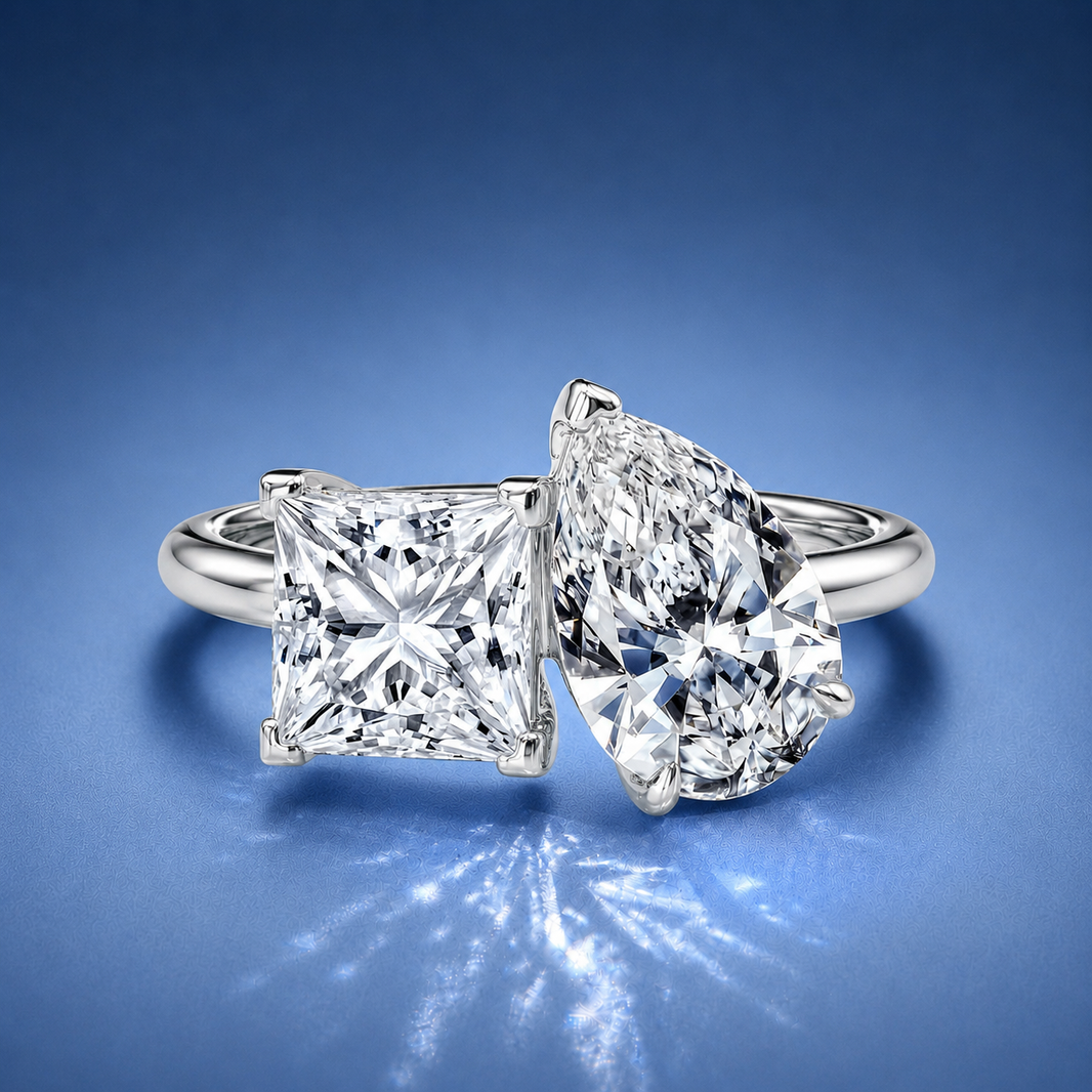 Monaco Princess & Pear Toi et Moi Engagement Ring