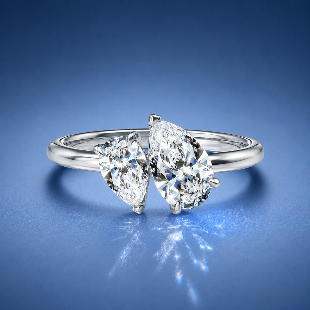 Monaco Pear & Pear Toi et Moi Engagement Ring