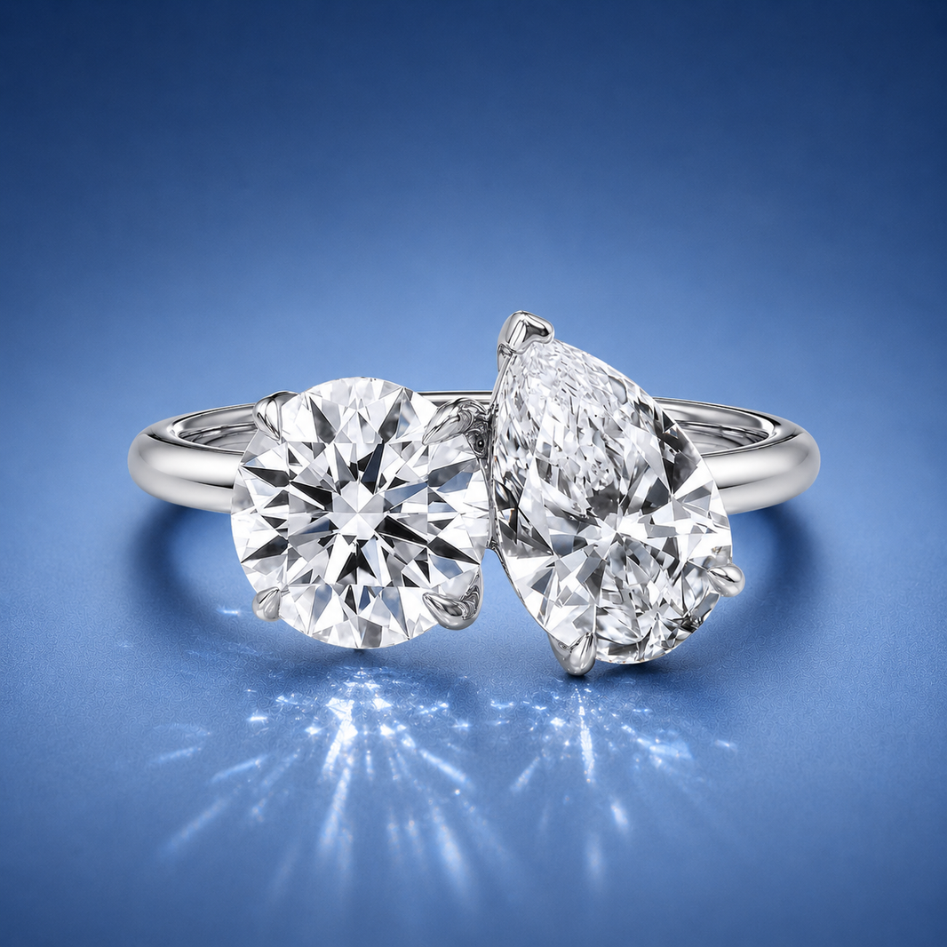 Monaco Round & Pear Toi et Moi Engagement Ring