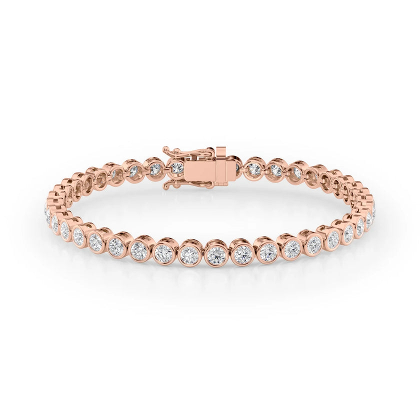 Round Cut Diamond Bezel-Set Tennis Bracelet