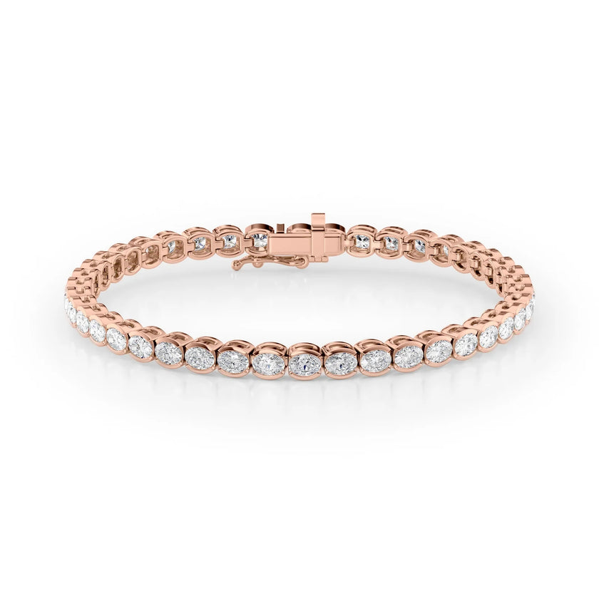 Oval Cut Diamond Bezel-Set Tennis Bracelet