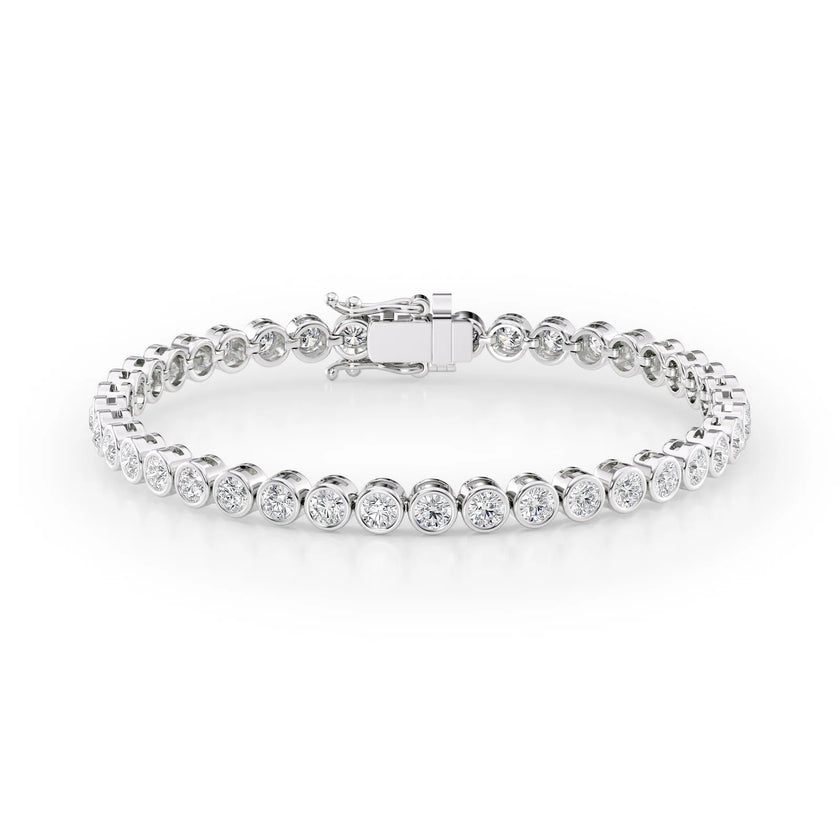 Round Cut Diamond Bezel-Set Tennis Bracelet
