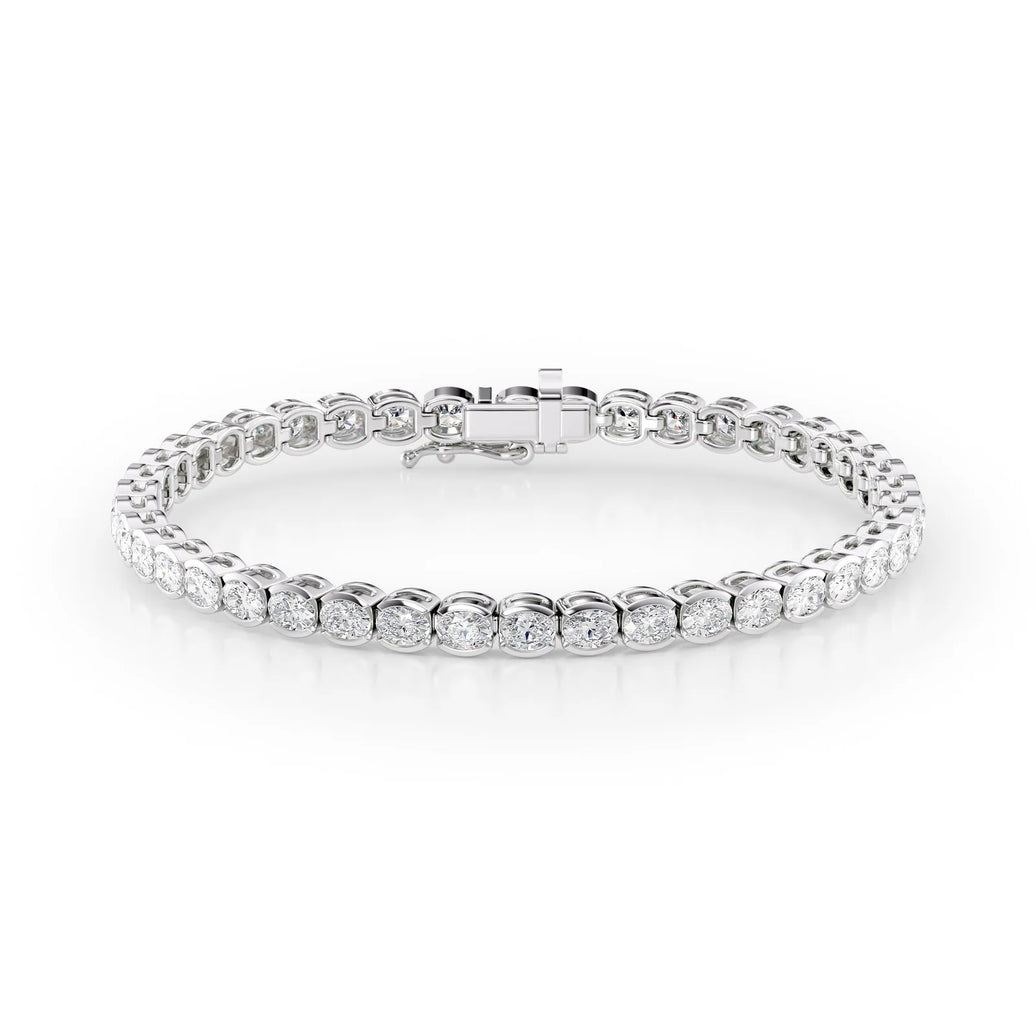 Oval Cut Diamond Bezel-Set Tennis Bracelet