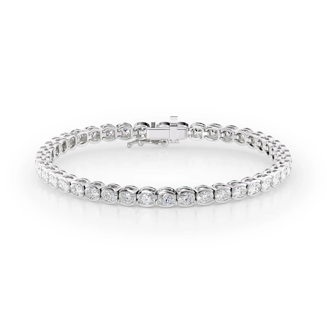 Oval Cut Diamond Bezel-Set Tennis Bracelet