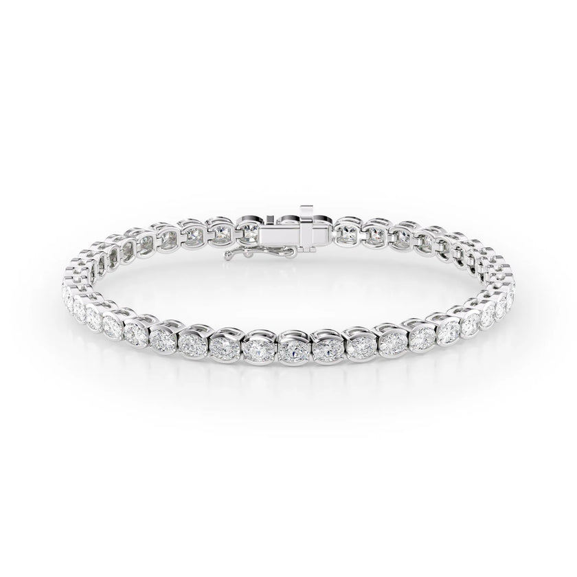 Oval Cut Diamond Bezel-Set Tennis Bracelet