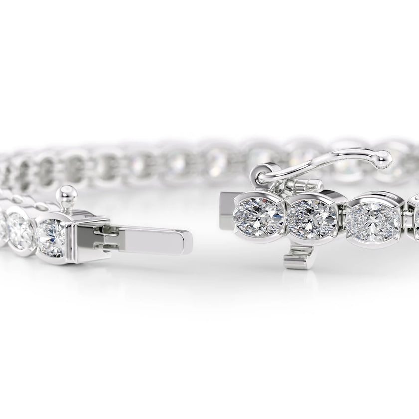 Oval Cut Diamond Bezel-Set Tennis Bracelet