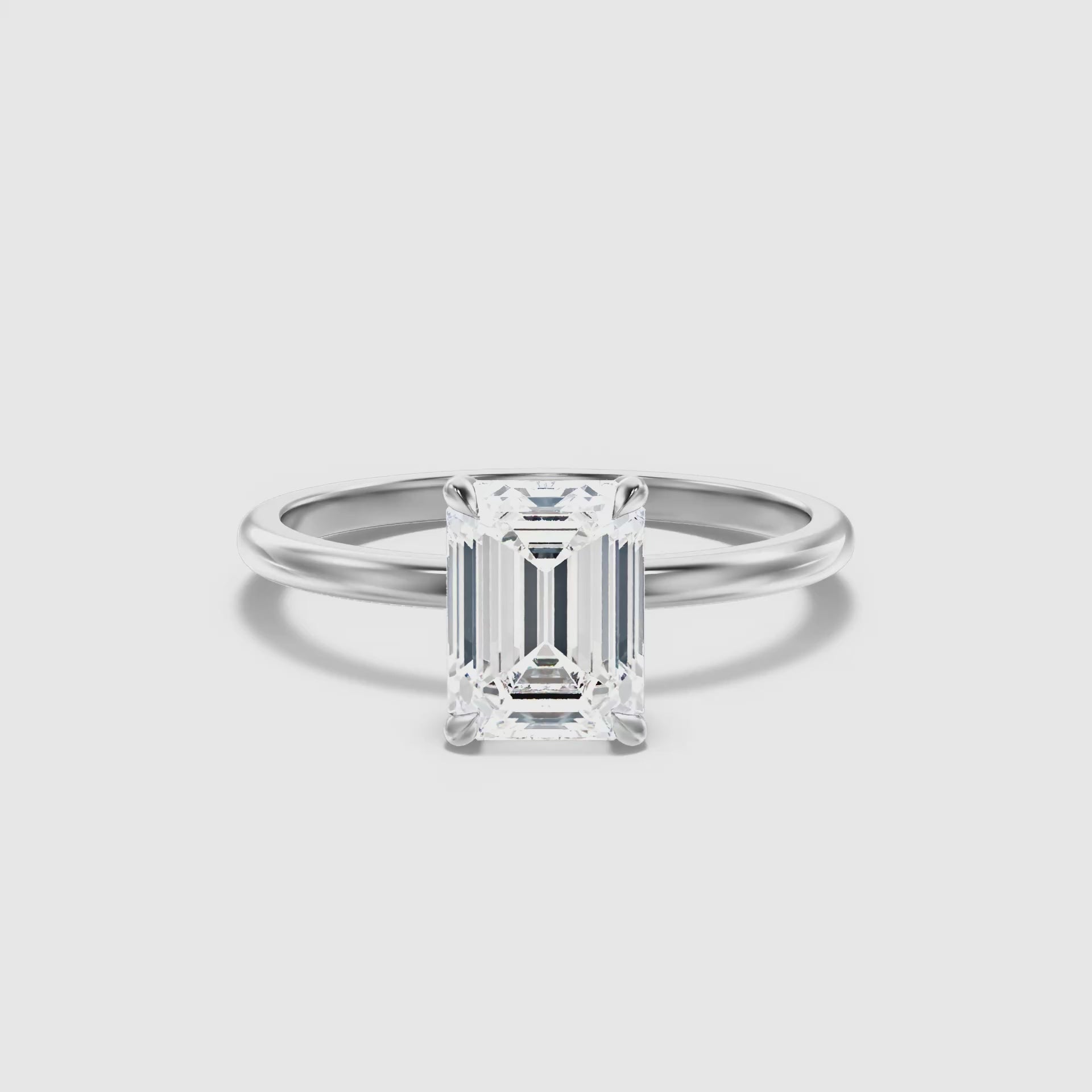 Walter Emerald Cut Hidden Halo Lab Grown Diamond Ring