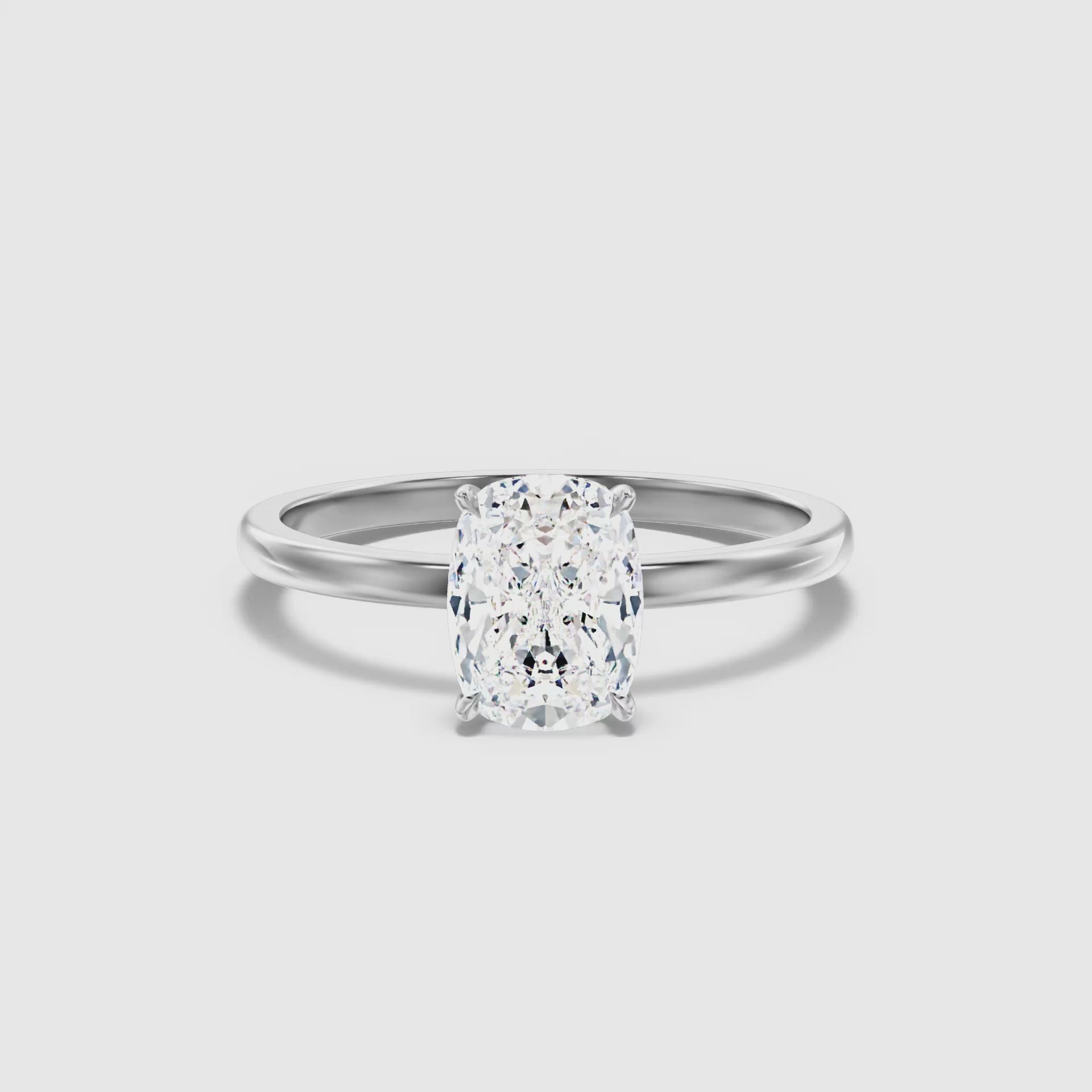 Fea vintage Elongated Cushion Low Profile Solitaire Lab Grown Diamond Ring
