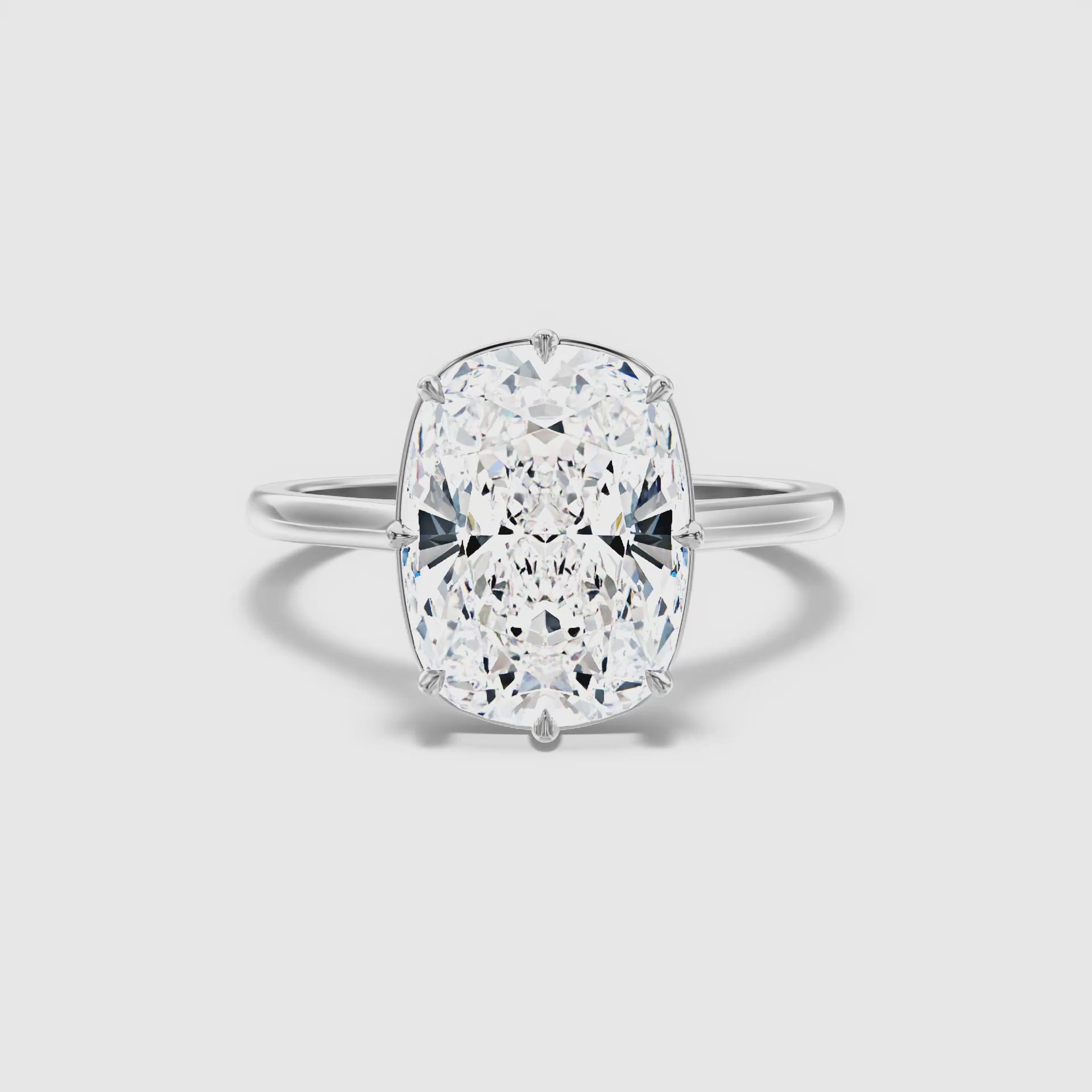 Roxana 8 Prong Elongated Cushion Old Mine Cut Lab Grown Diamond Ring