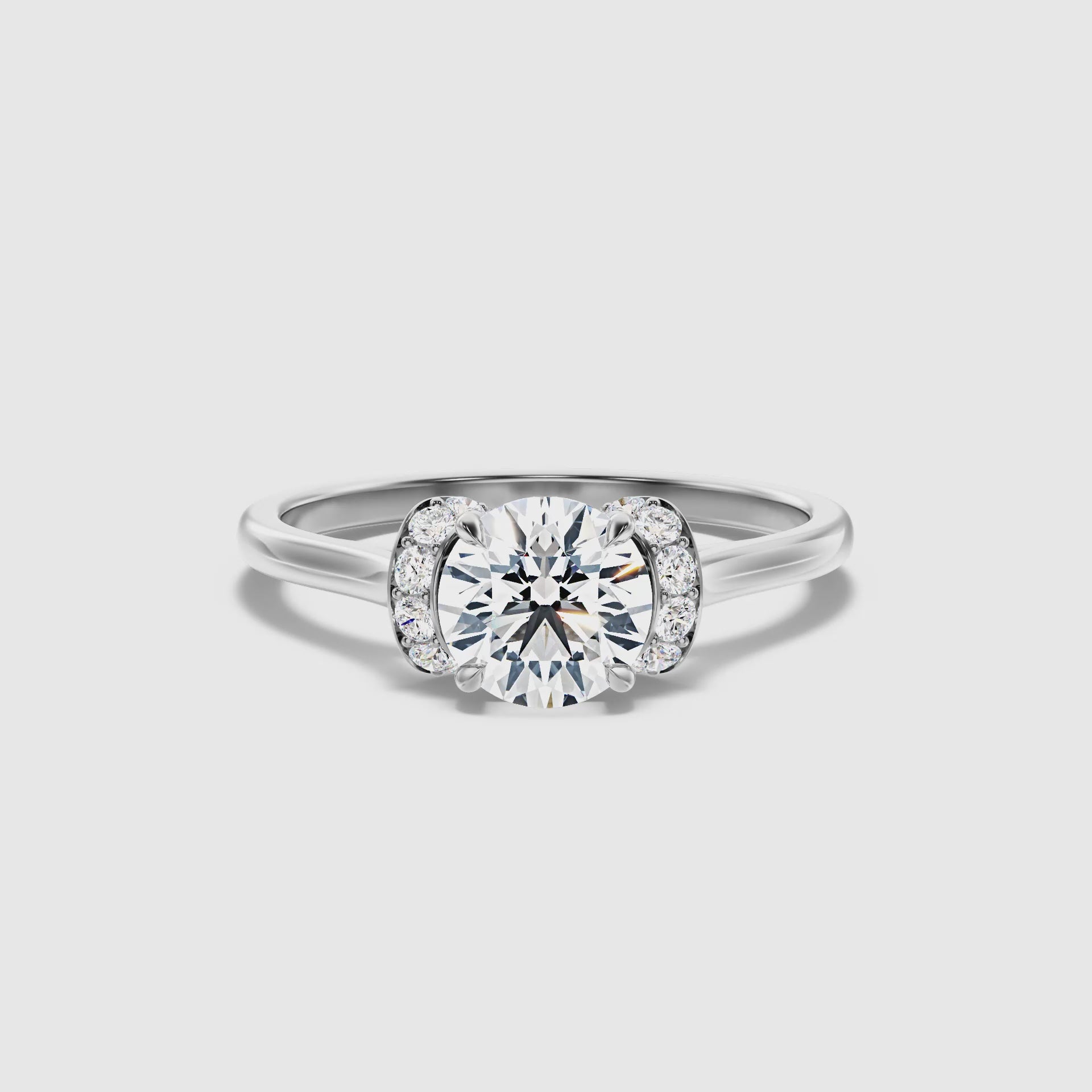 Varani Trilogy Round Solitaire Pave Lab Grown Engagement Ring
