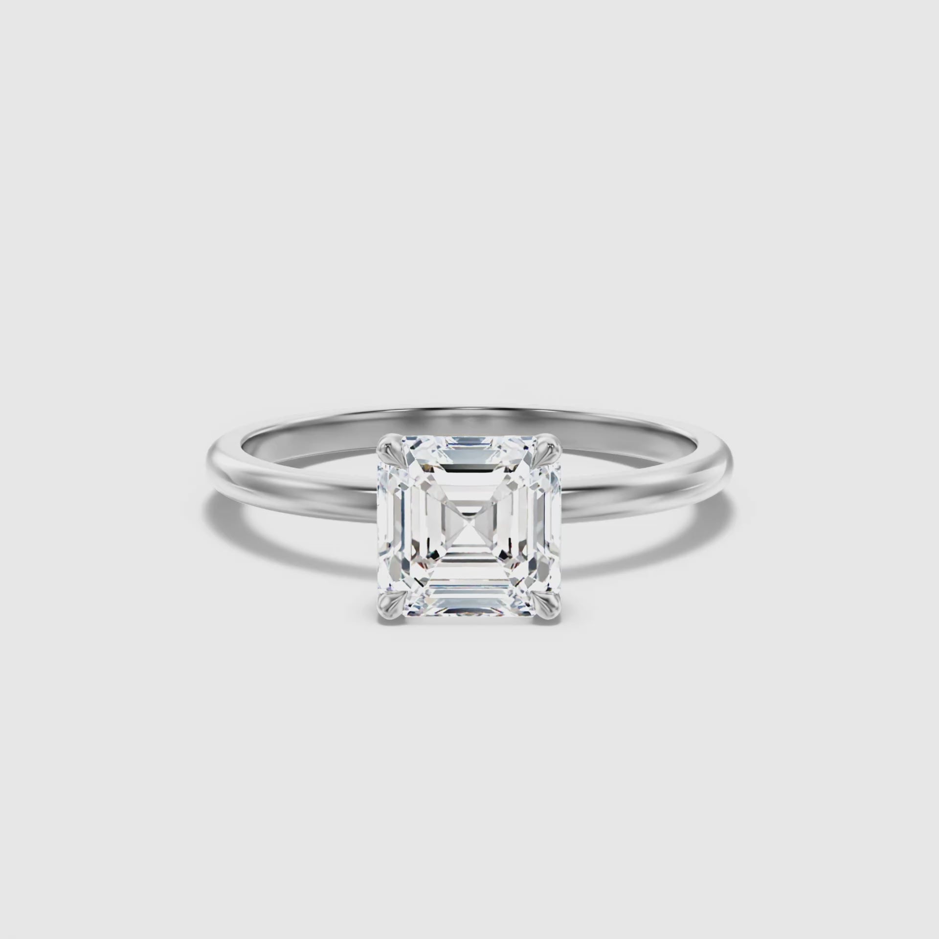 Amari Asscher Cut Solitaire Lab Grown Diamond Engagement Ring