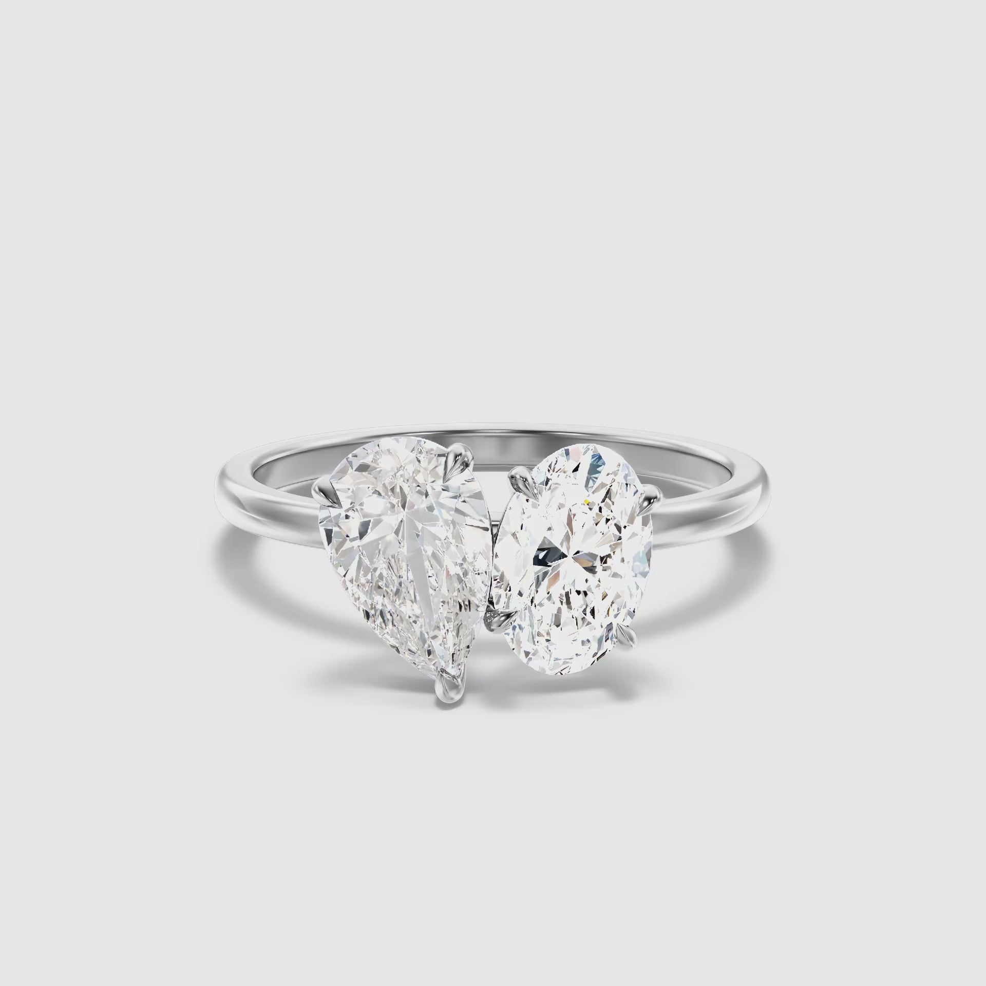 Clare Toi Et Moi Ring in  With Pear and Oval Two Stone Lab Grown Diamond