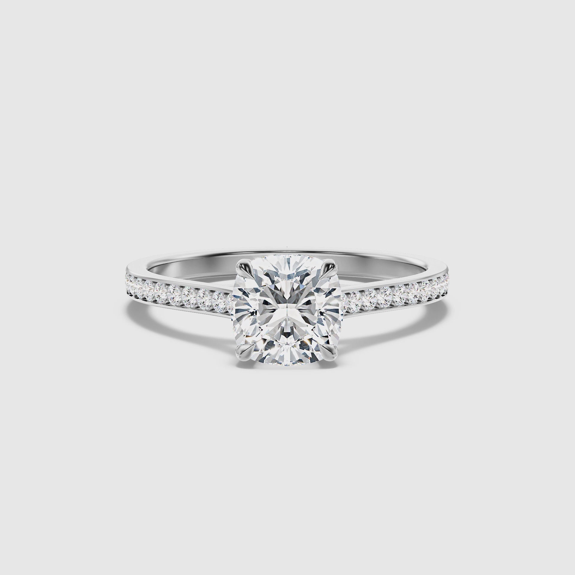 Faith Cushion Cut Side Stone Pave Lab Grown Engagement Ring