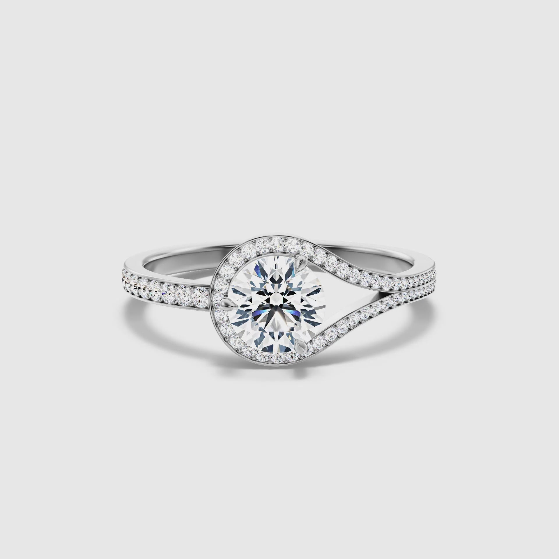 Ria Round Halo Pave Lab Grown Engagement Ring