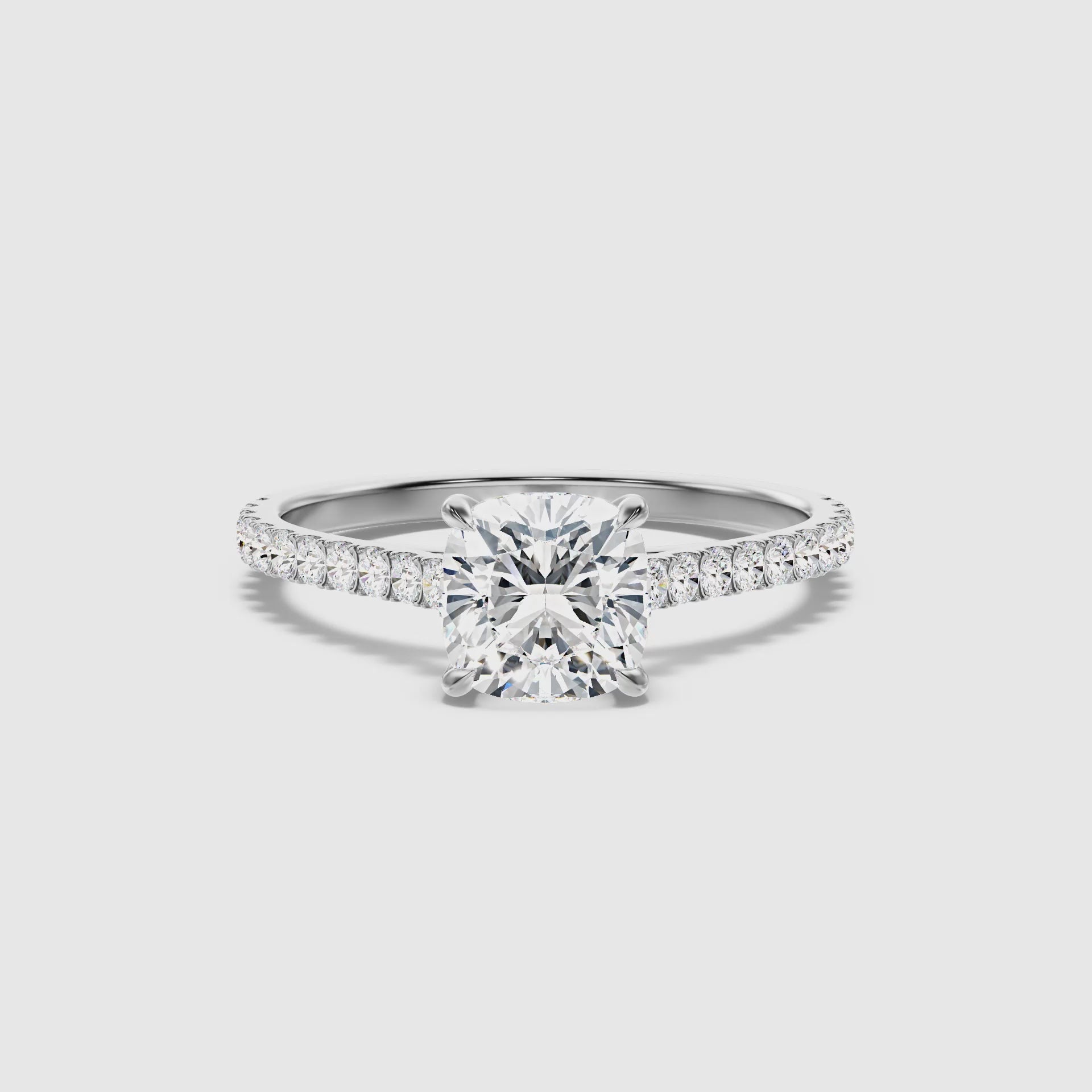 Jessie Cushion Cut Side Stone Pave Lab Grown Diamond Ring