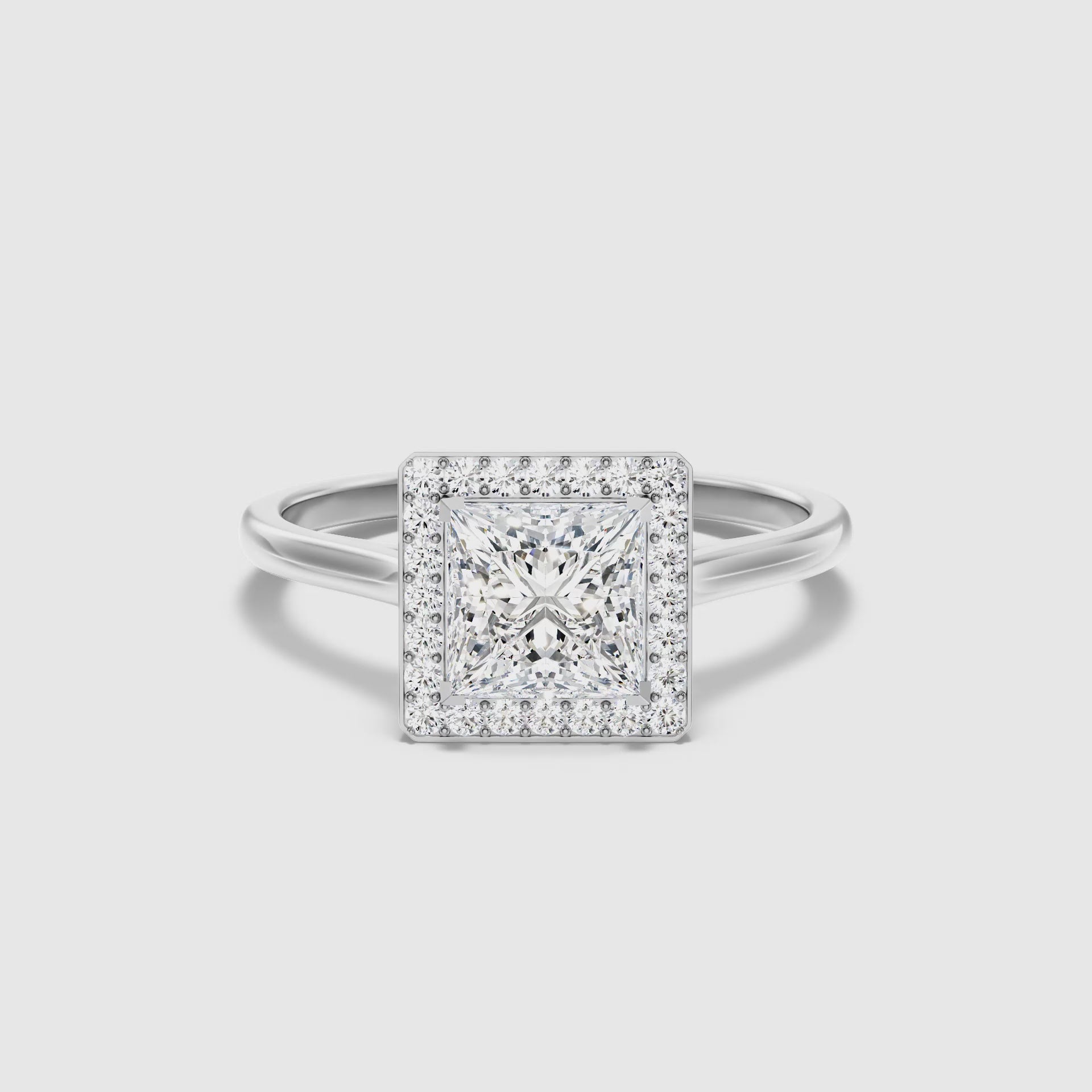 Leela Princess Cut Halo Pave Lab Grown Engagement Ring