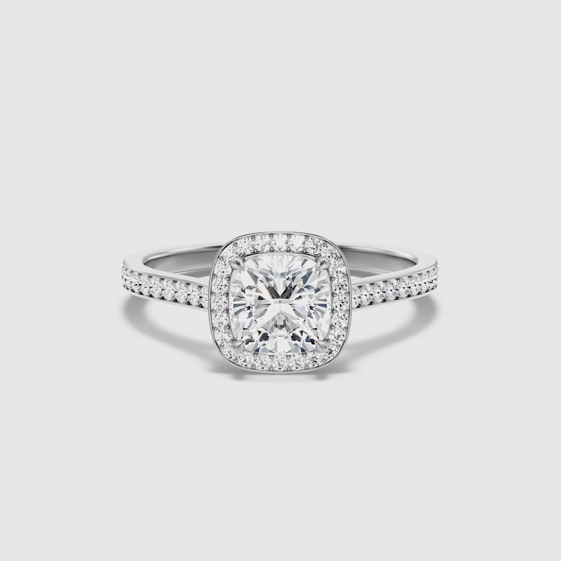 Favian Cushion Cut Halo Pave Lab Grown Diamond Ring