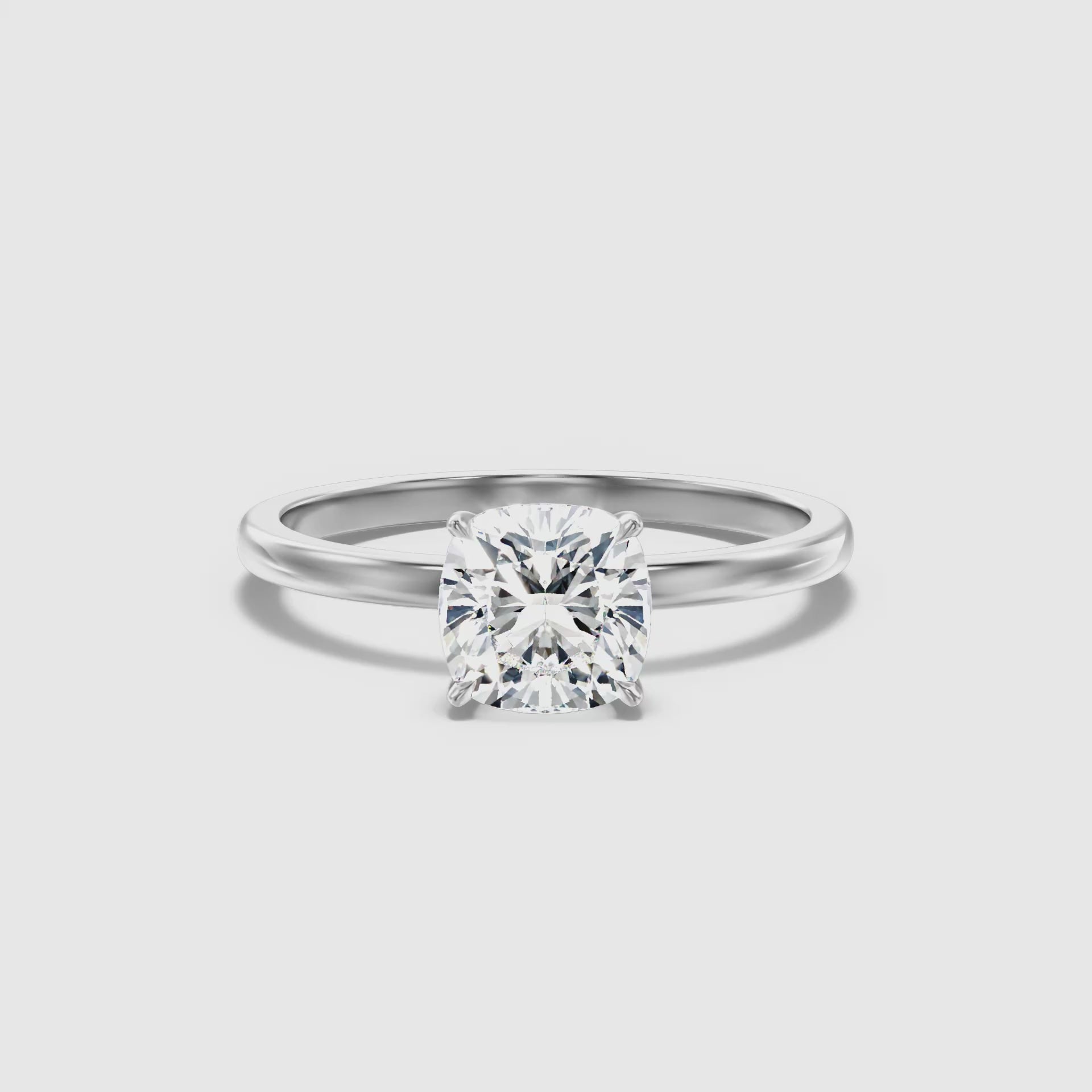 Sasha Cushion Cut Low Profile Solitaire Lab Grown Diamond Ring