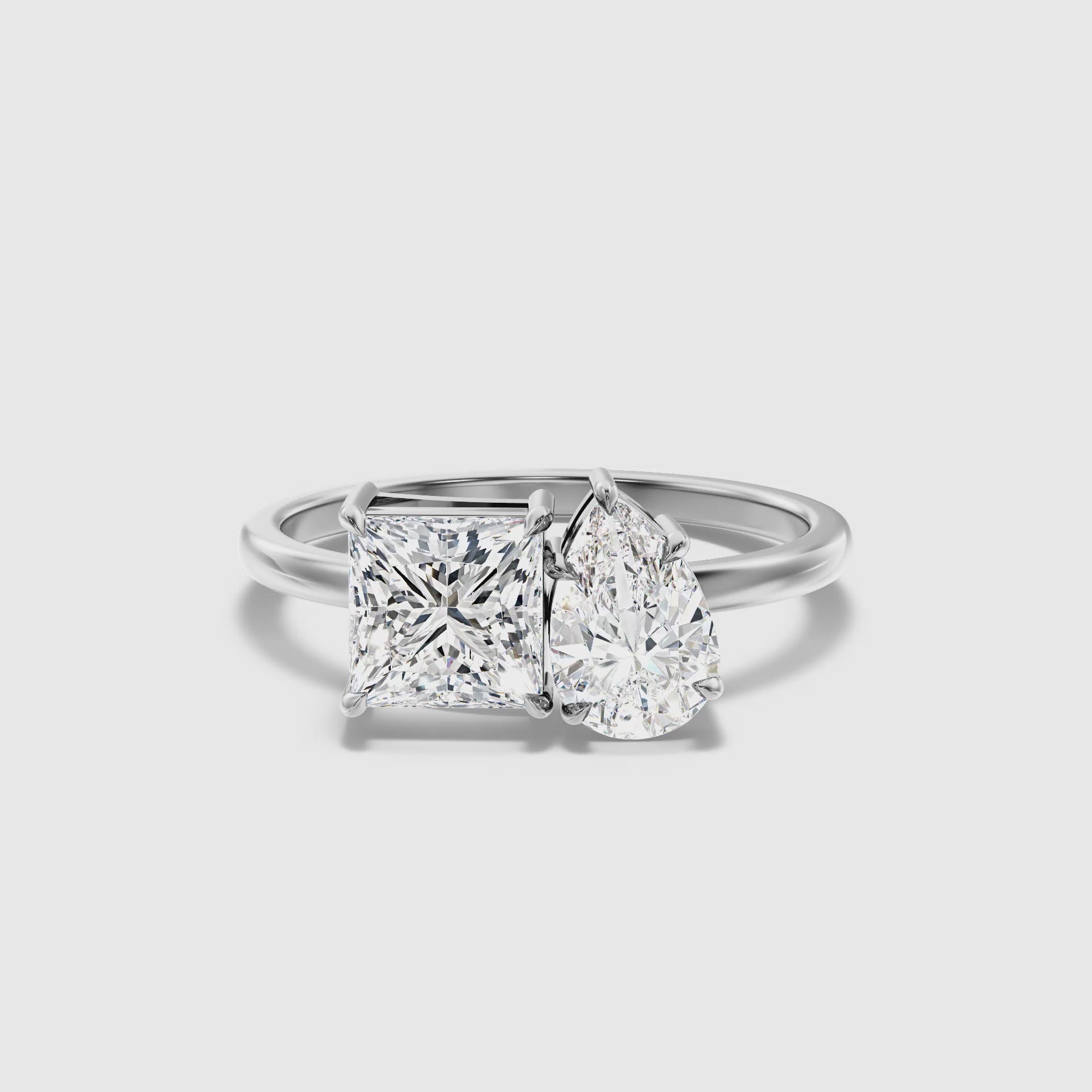 Fiara Toi Et Moi Engagement Ring Princess and Pear Two Stone Lab Grown Diamond