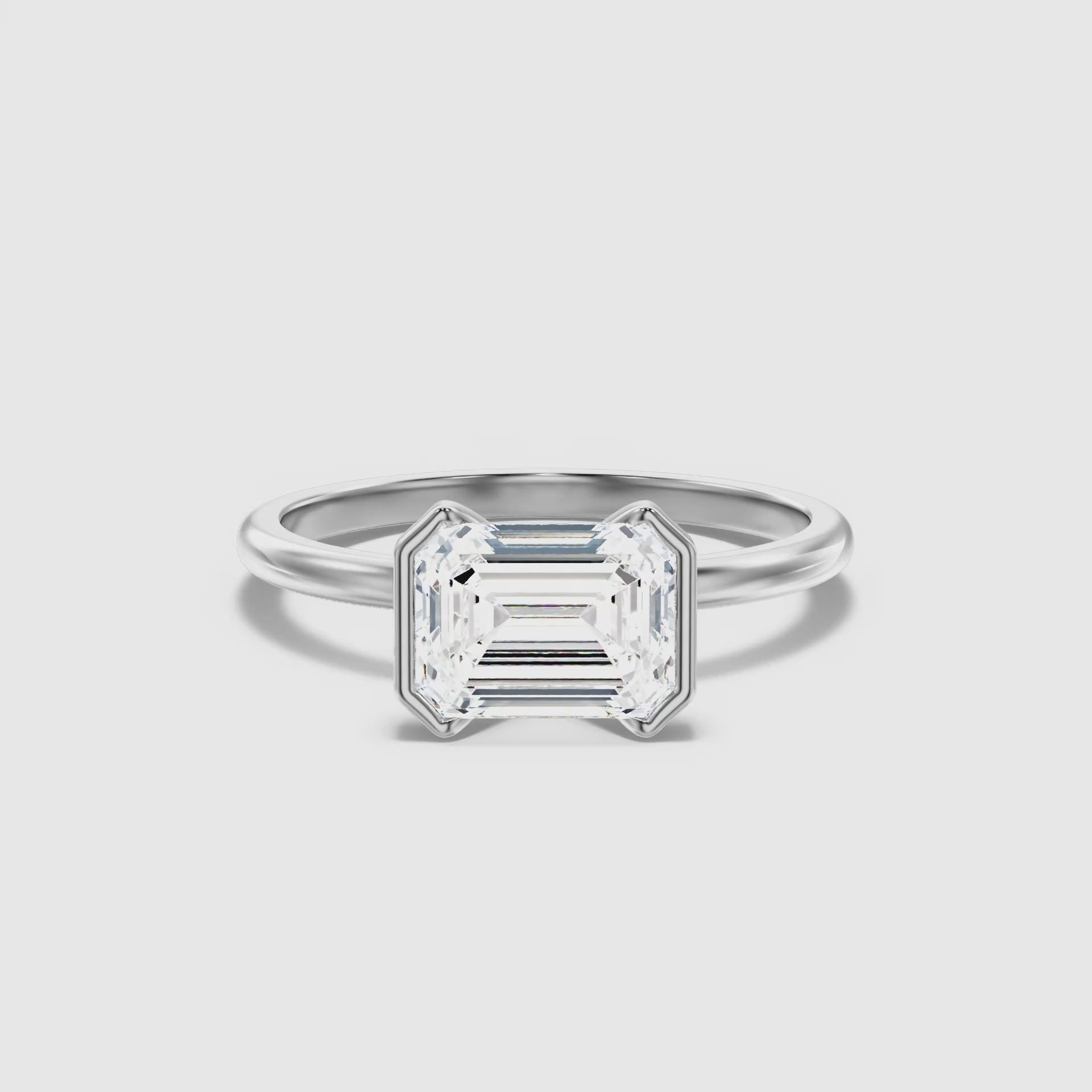 Venus Emerald Half Bezel Lab Grown Diamond Ring