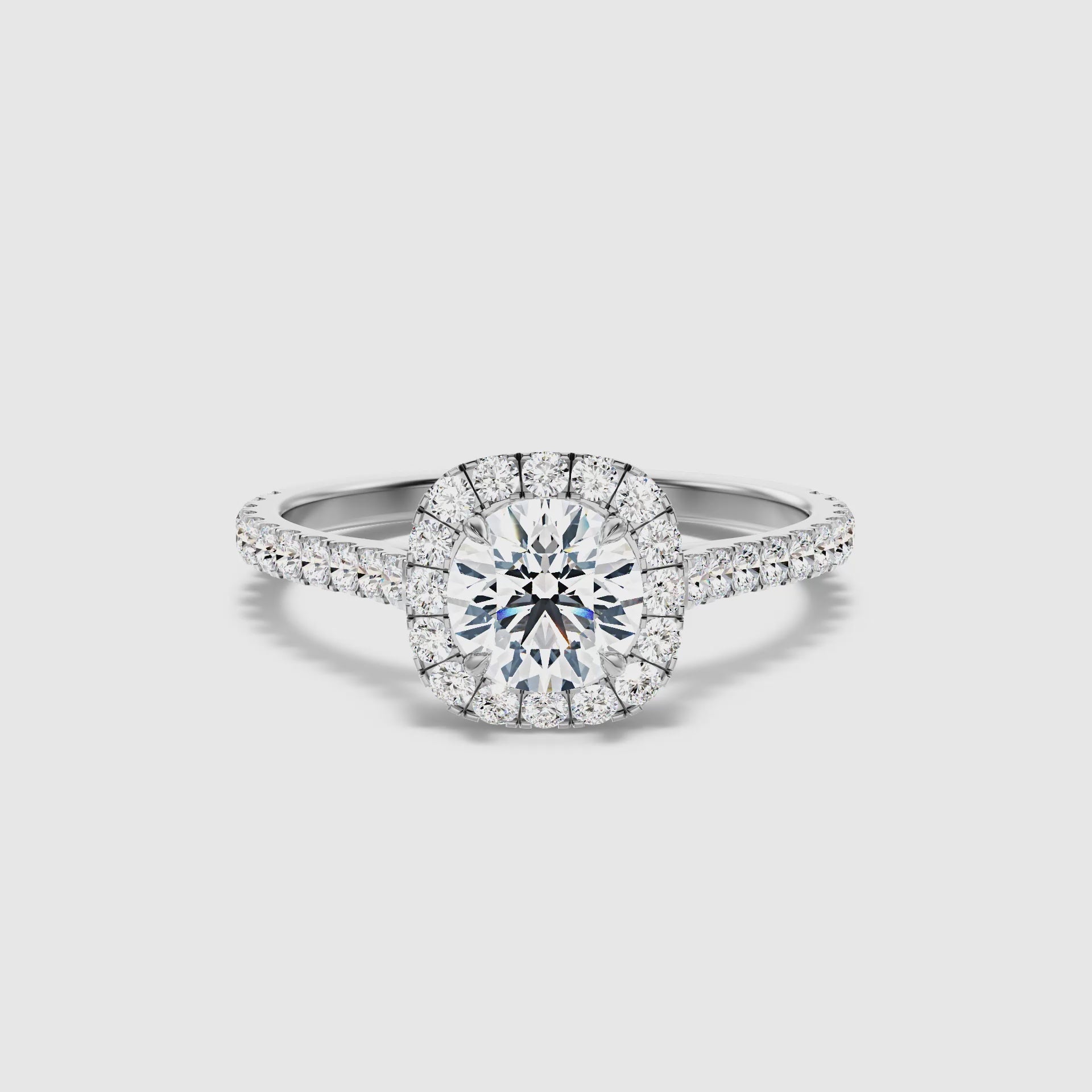 Hazel Round Halo Pave Lab Grown Engagement Ring