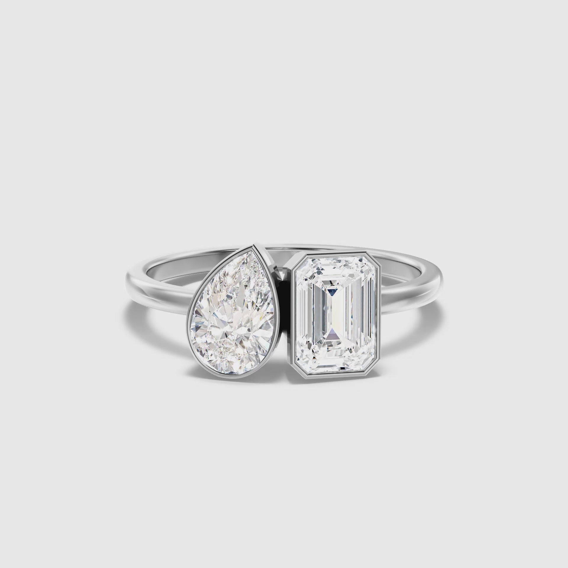 Serra Toi Et Moi Engagement Ring With Pear and Emerald Two Stone Lab Grown Diamond