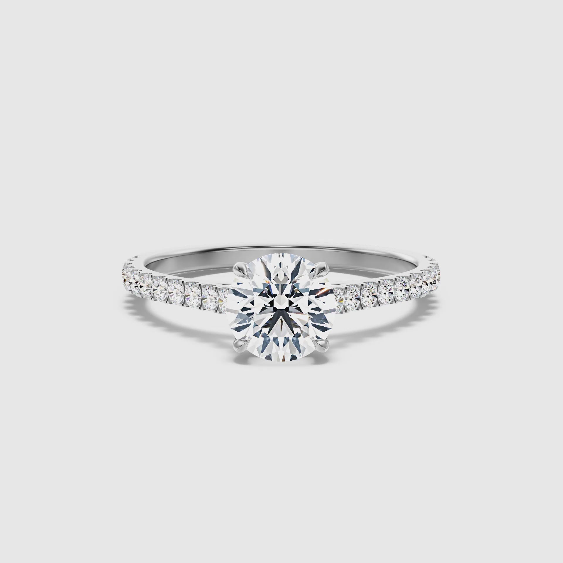 Elea Round Side Stone Pave Lab Grown Diamond Ring