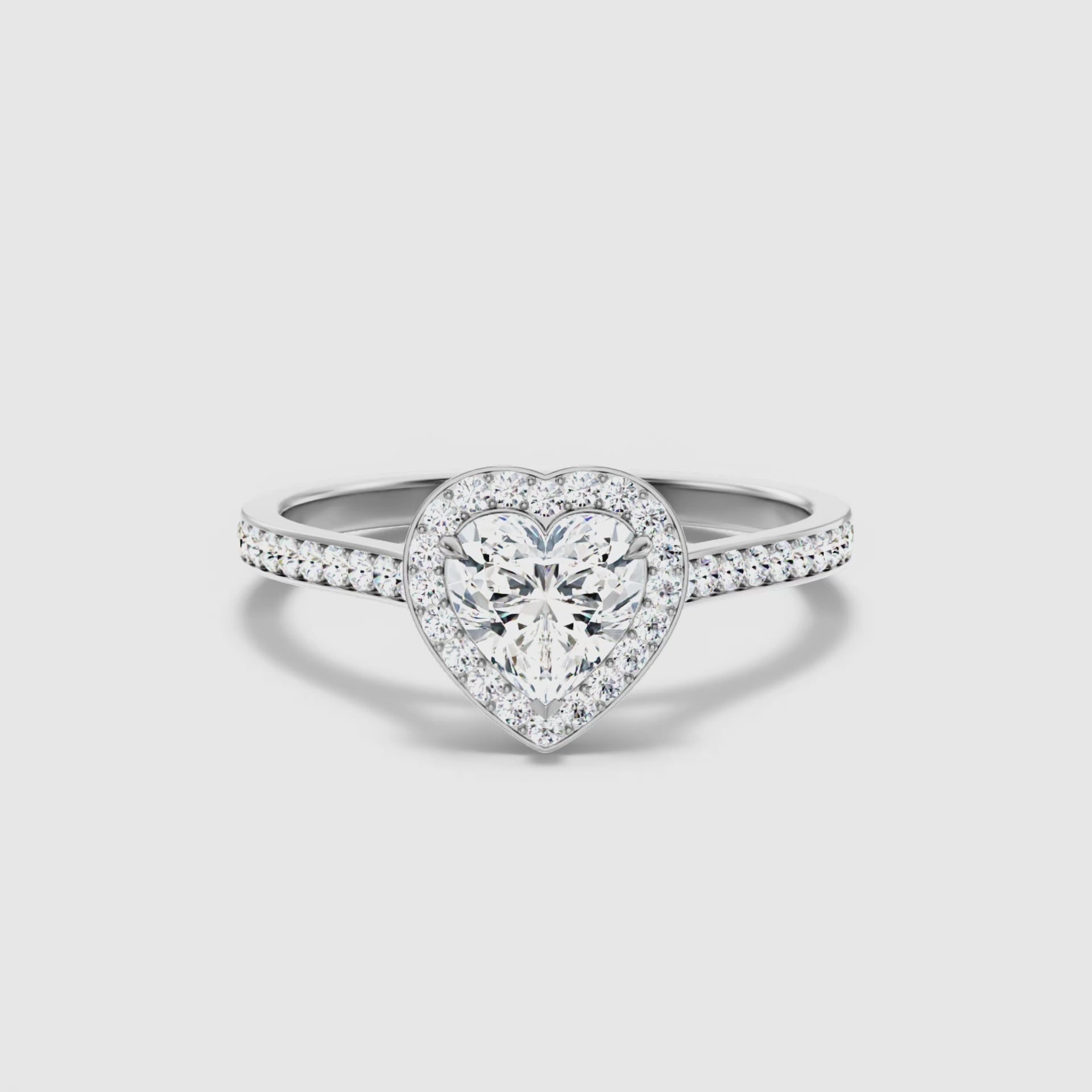Olympia Heart Shaped Halo Pave Lab Grown Diamond Ring