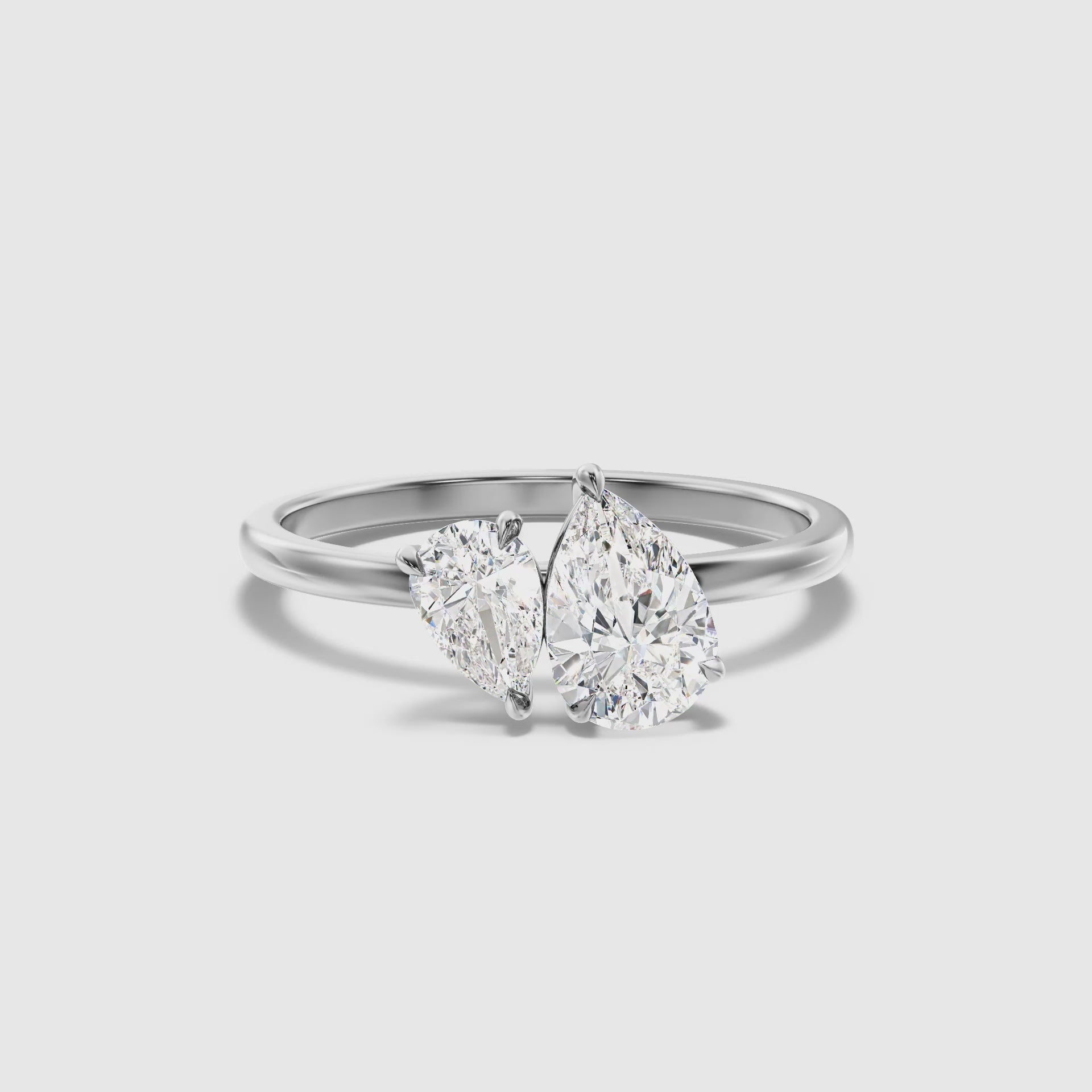 Jenner Toi Et Moi Engagement Ring With Both Pear Two Stone Lab Grown Diamond