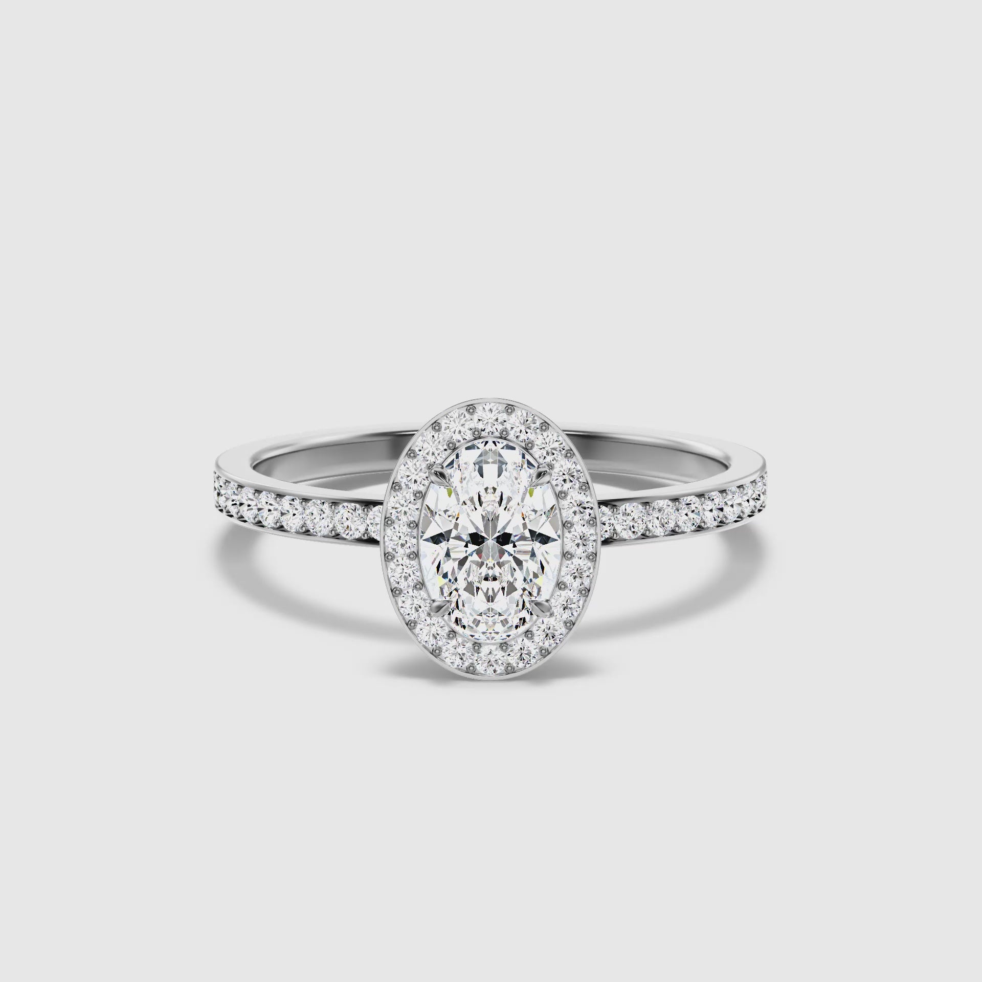 Georgia Oval Halo Pave Lab Grown Engagement Ring