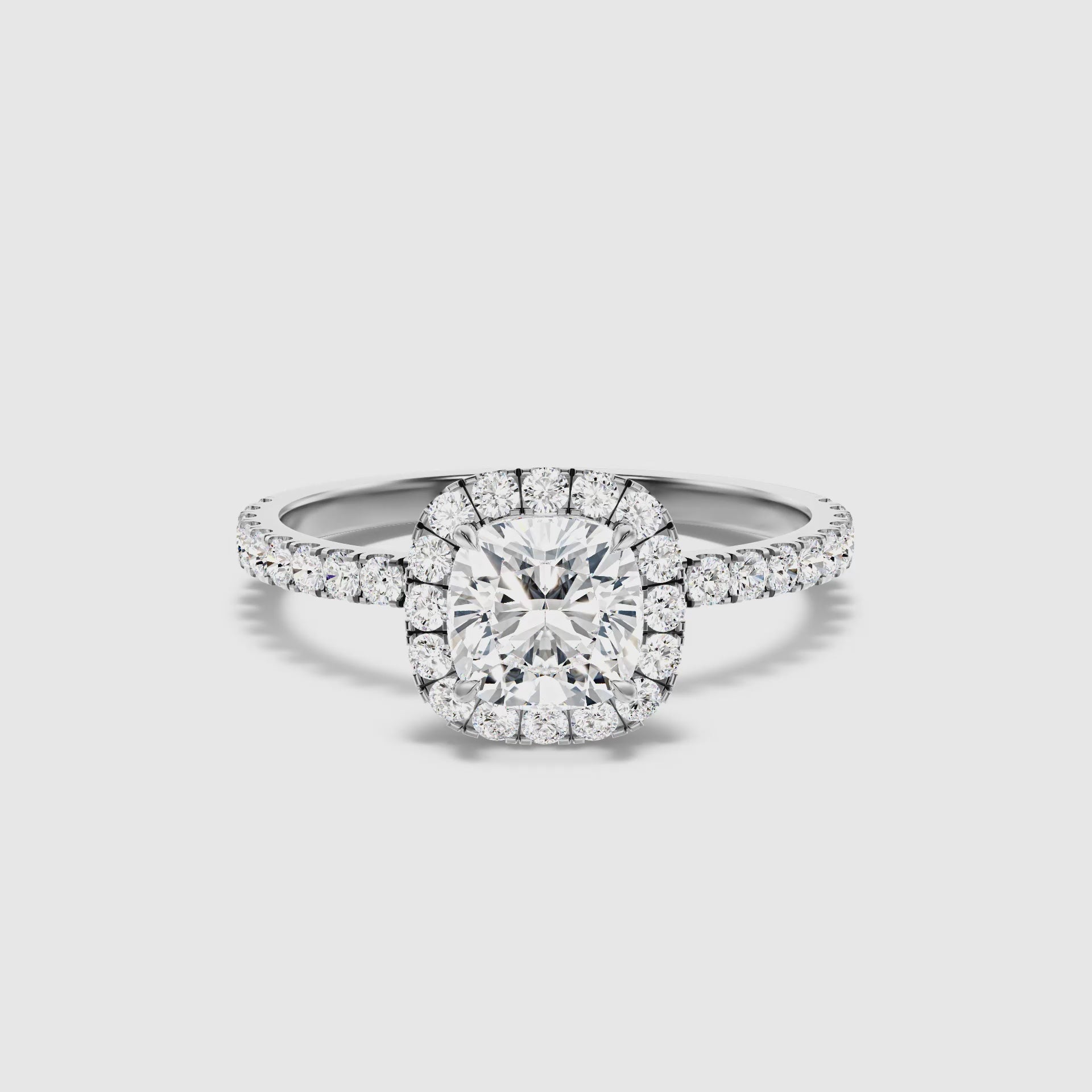 Vivian Cushion Cut Halo Pave Lab Grown Diamond Ring