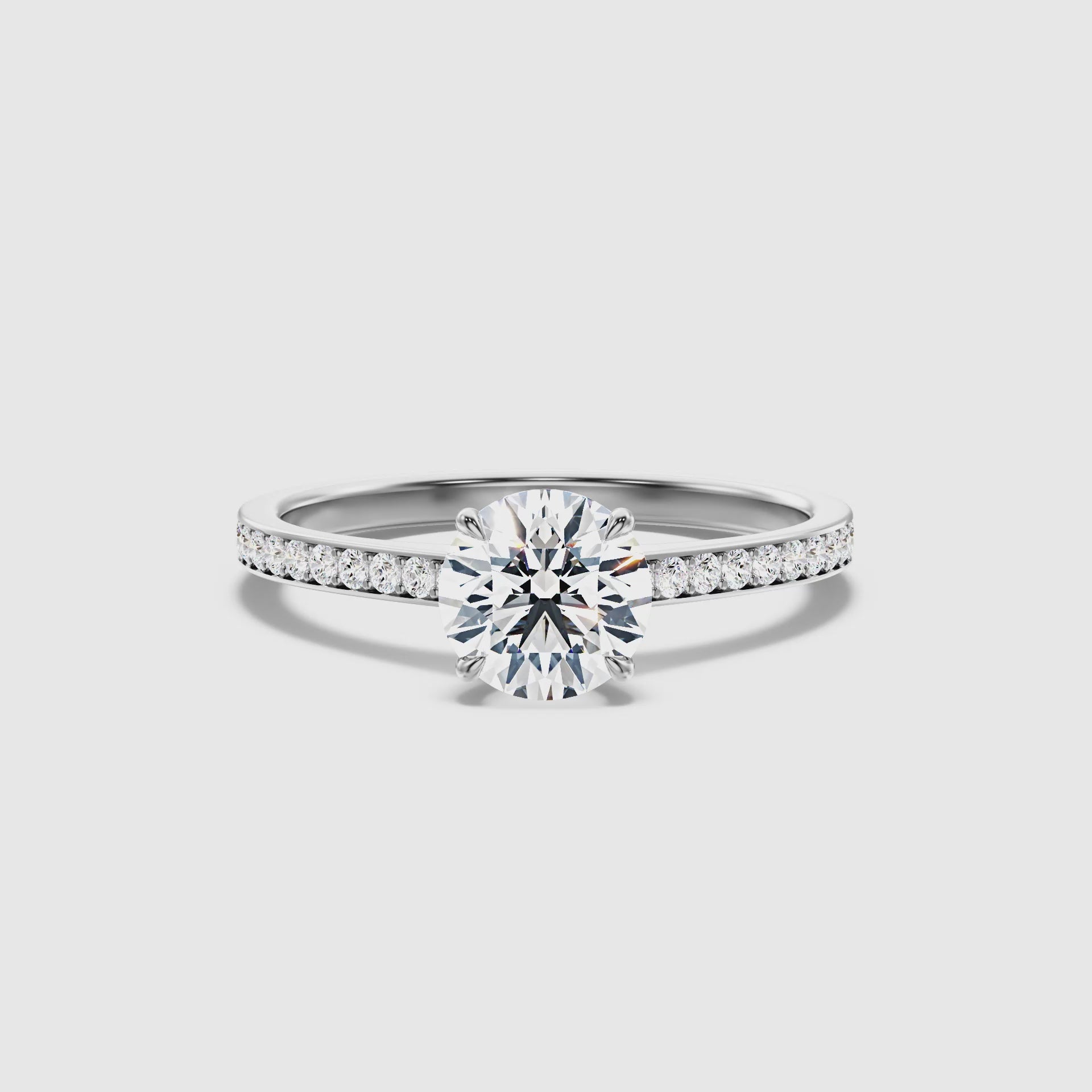 Alani Round Cut Side Stone Pave Lab Grown Engagement Ring
