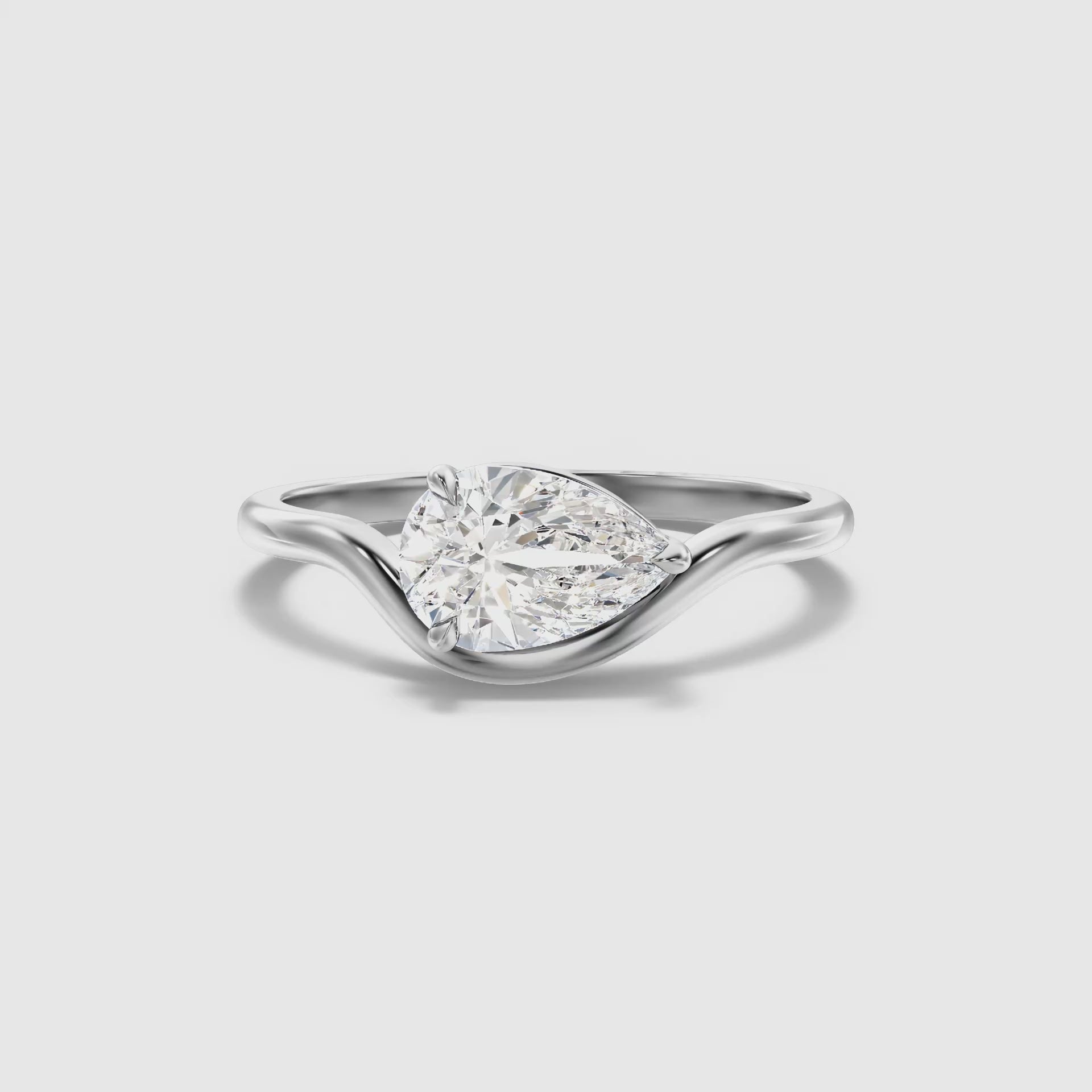 Erendil Pear Cut East West Lab Grown Diamond Ring