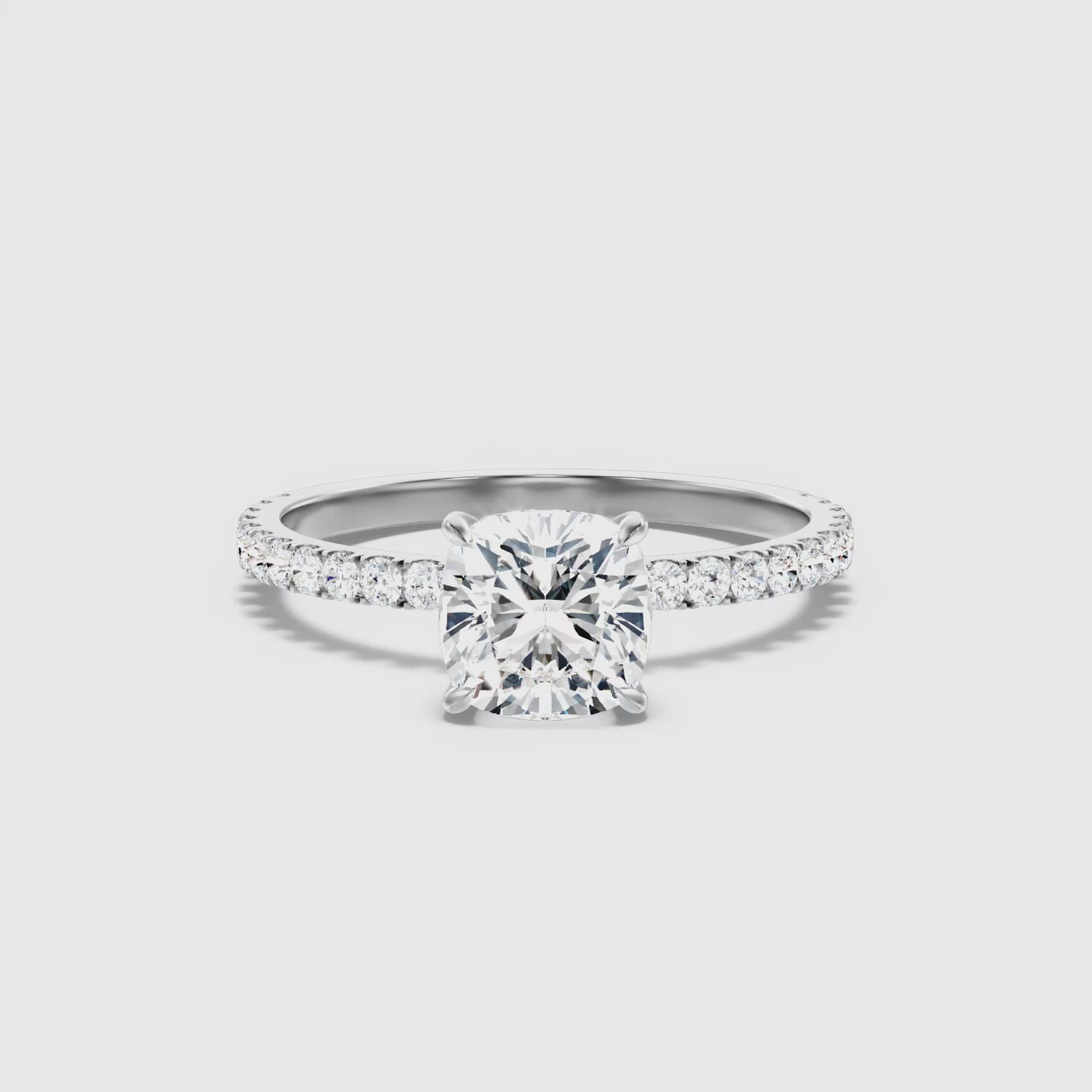 Kirian Cushion Cut Hidden Halo Pave Lab Grown Diamond Ring