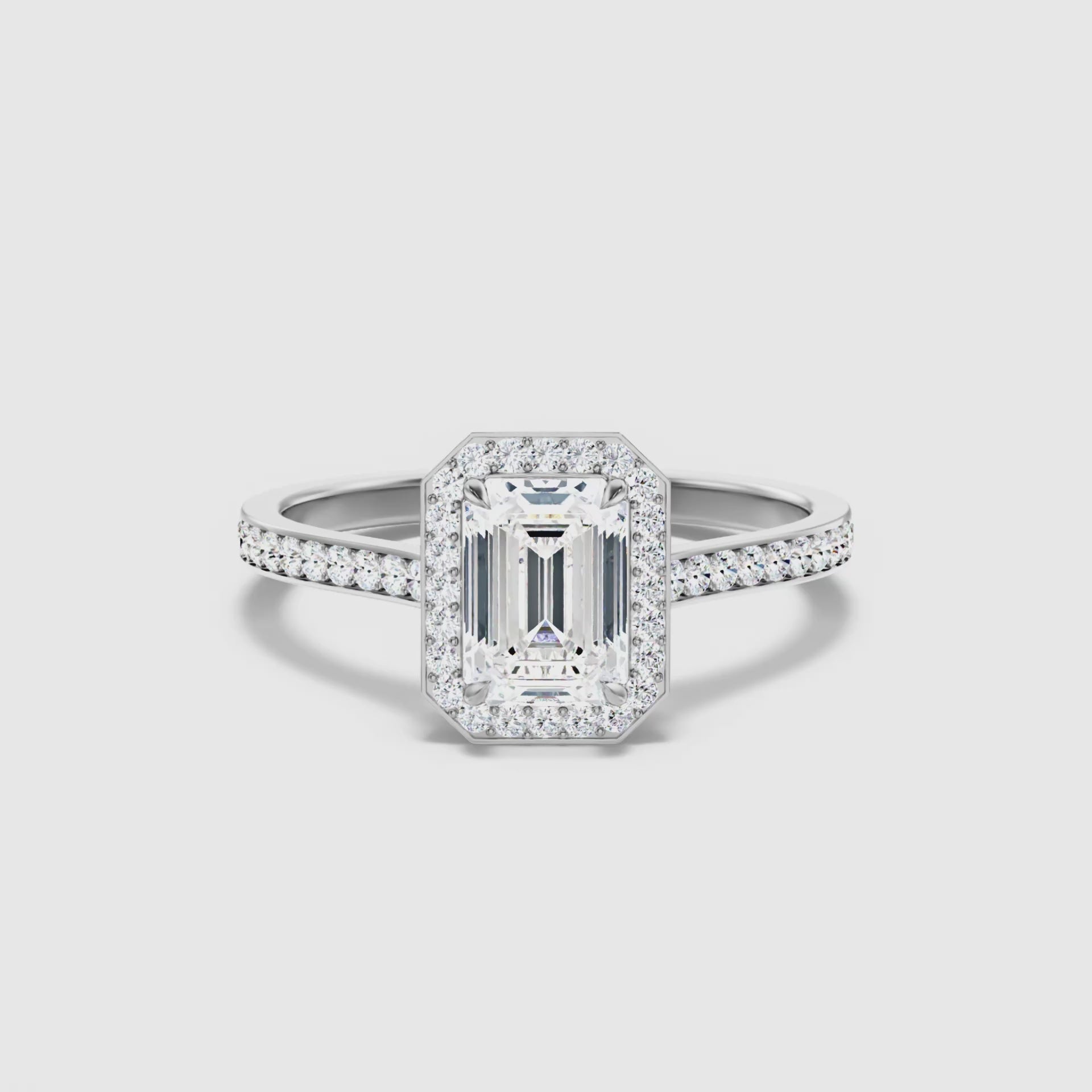 Francis Emerald Cut Halo Pave Lab Grown Diamond Ring