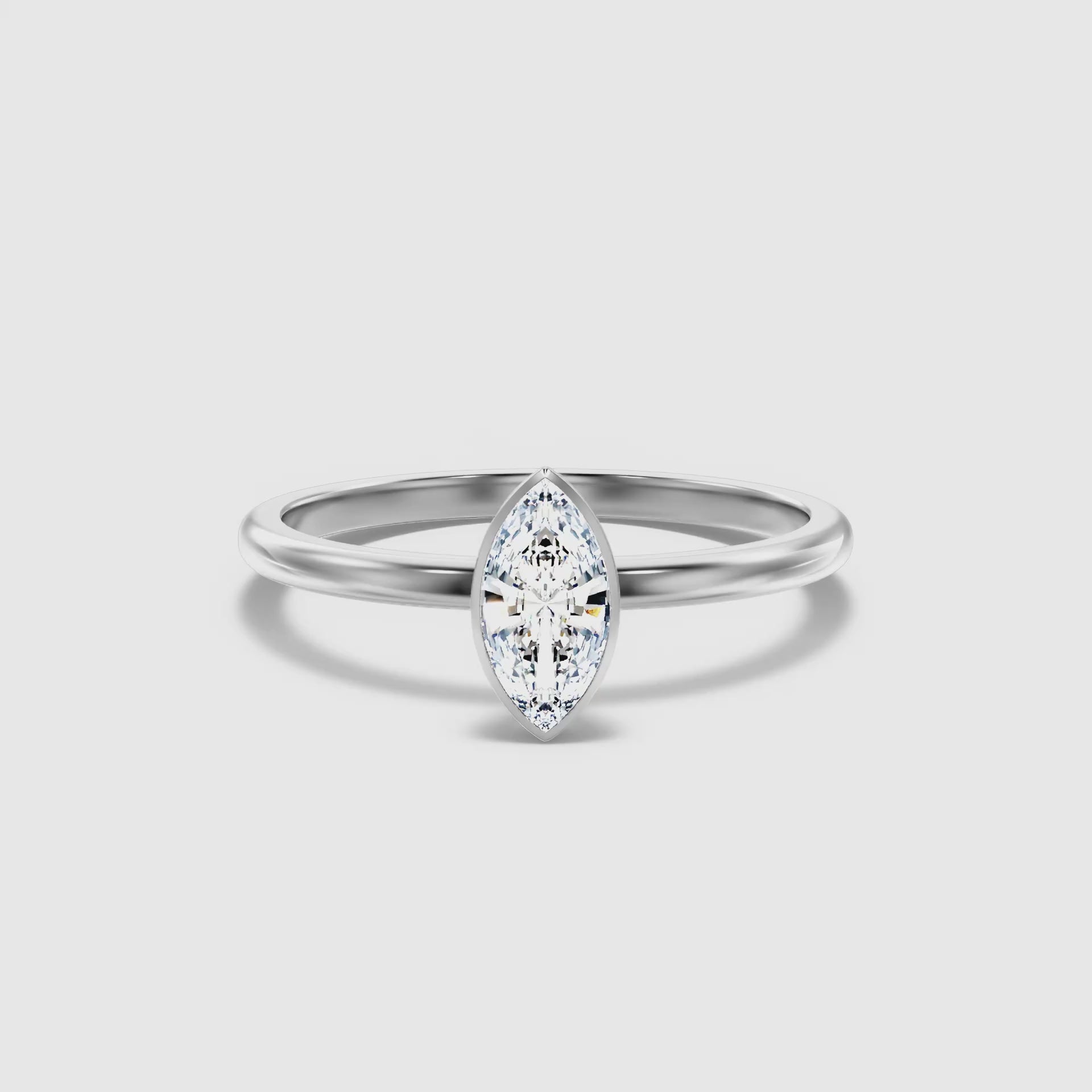 Rose Marquise Cut Bezel Set Lab Grown Diamond Ring